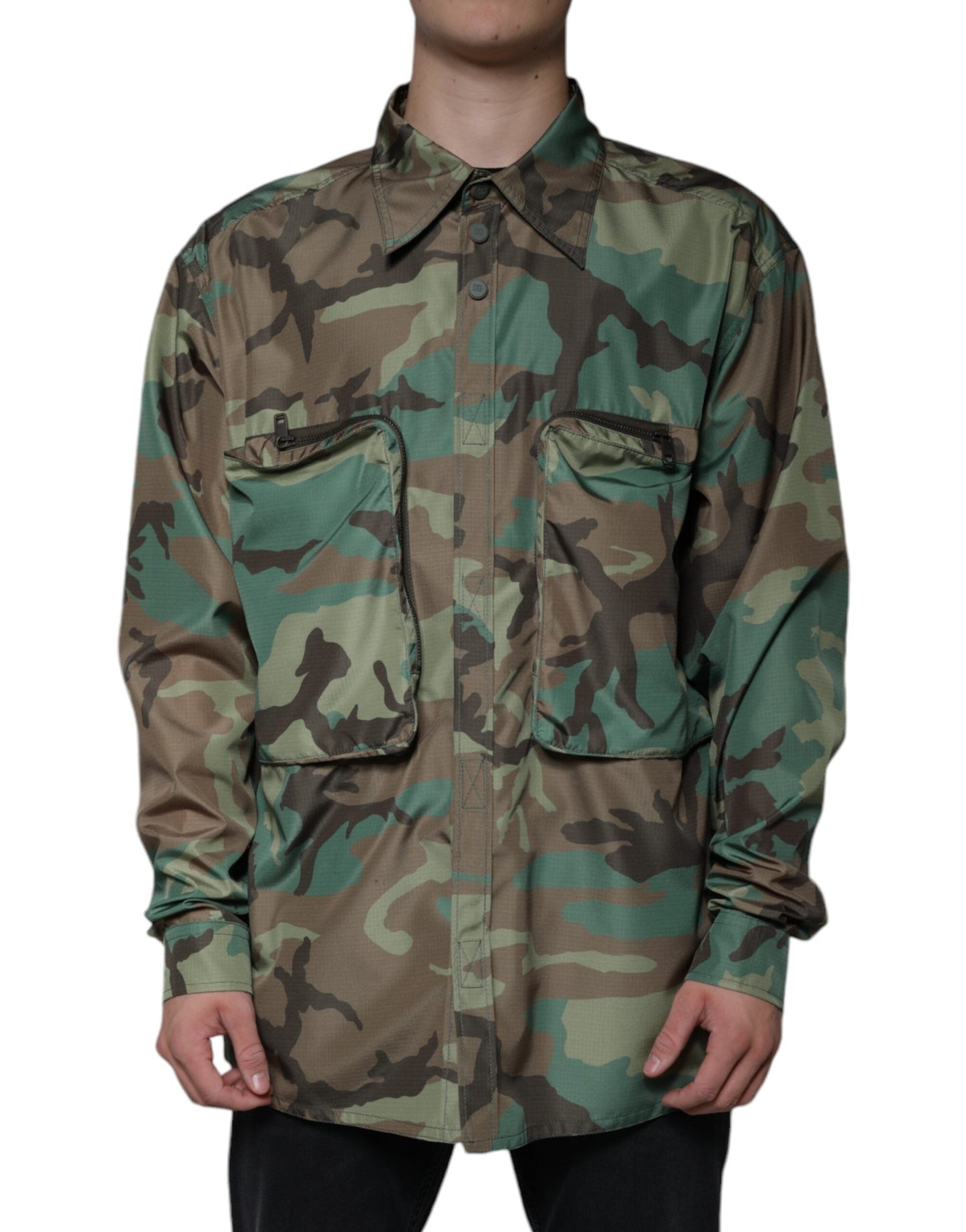 Dolce & Gabbana Multicolor Camouflage Button Down Men's Shirt (Pre-Owned)