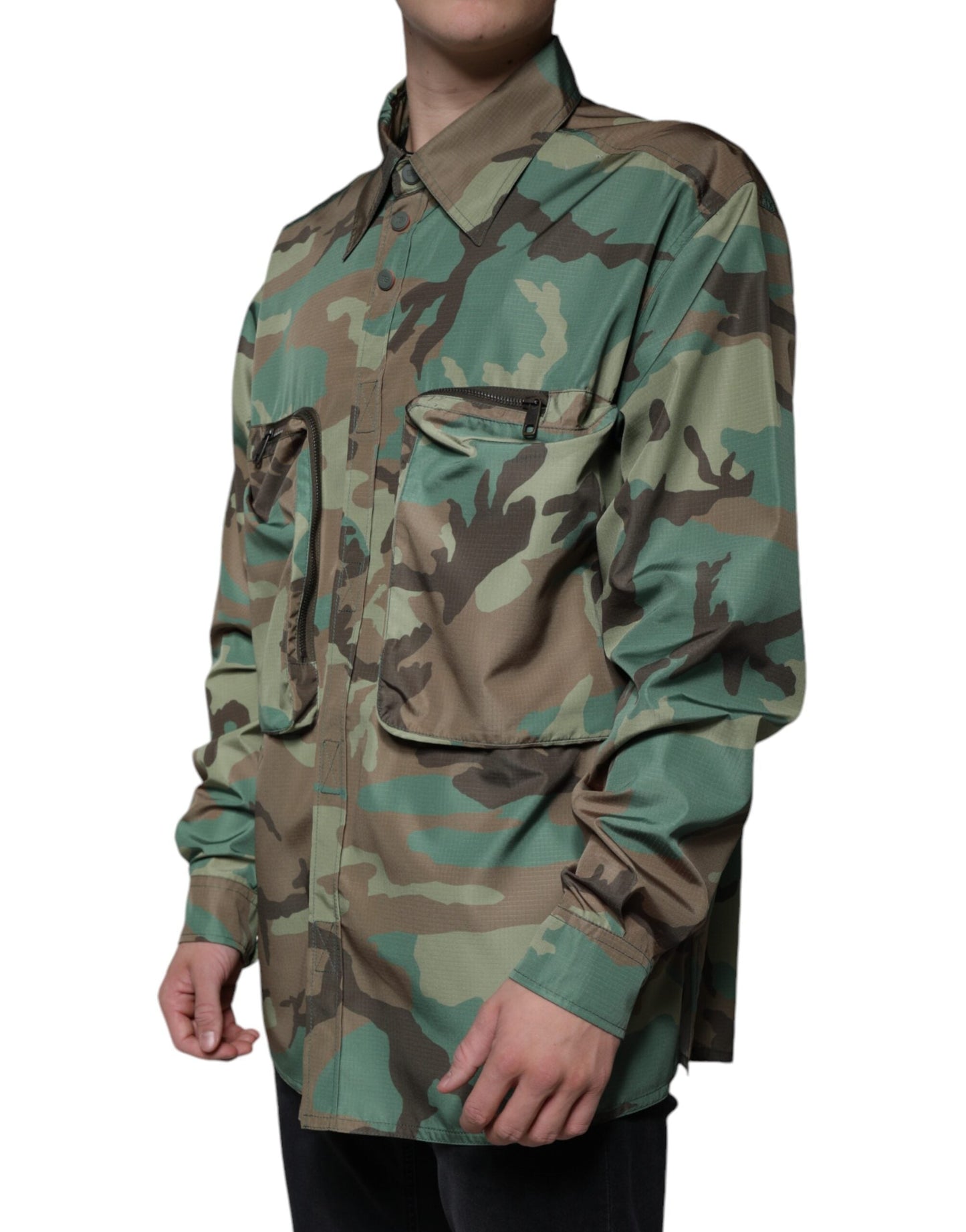 Dolce & Gabbana Multicolor Camouflage Button Down Men's Shirt (Pre-Owned)