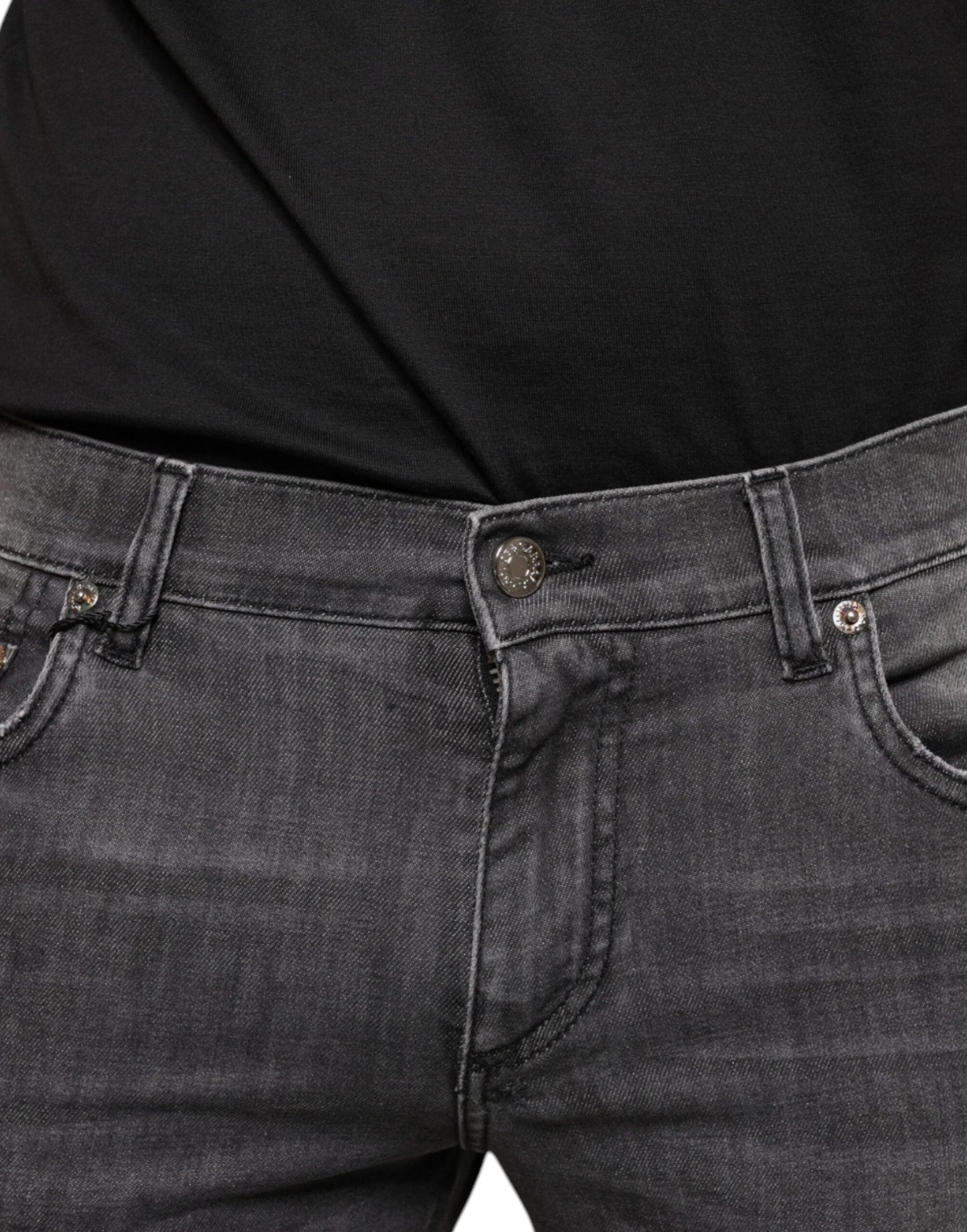 Dolce & Gabbana Black Tattered Cotton Skinny Men Denim Men's Jeans (Pre-Owned)