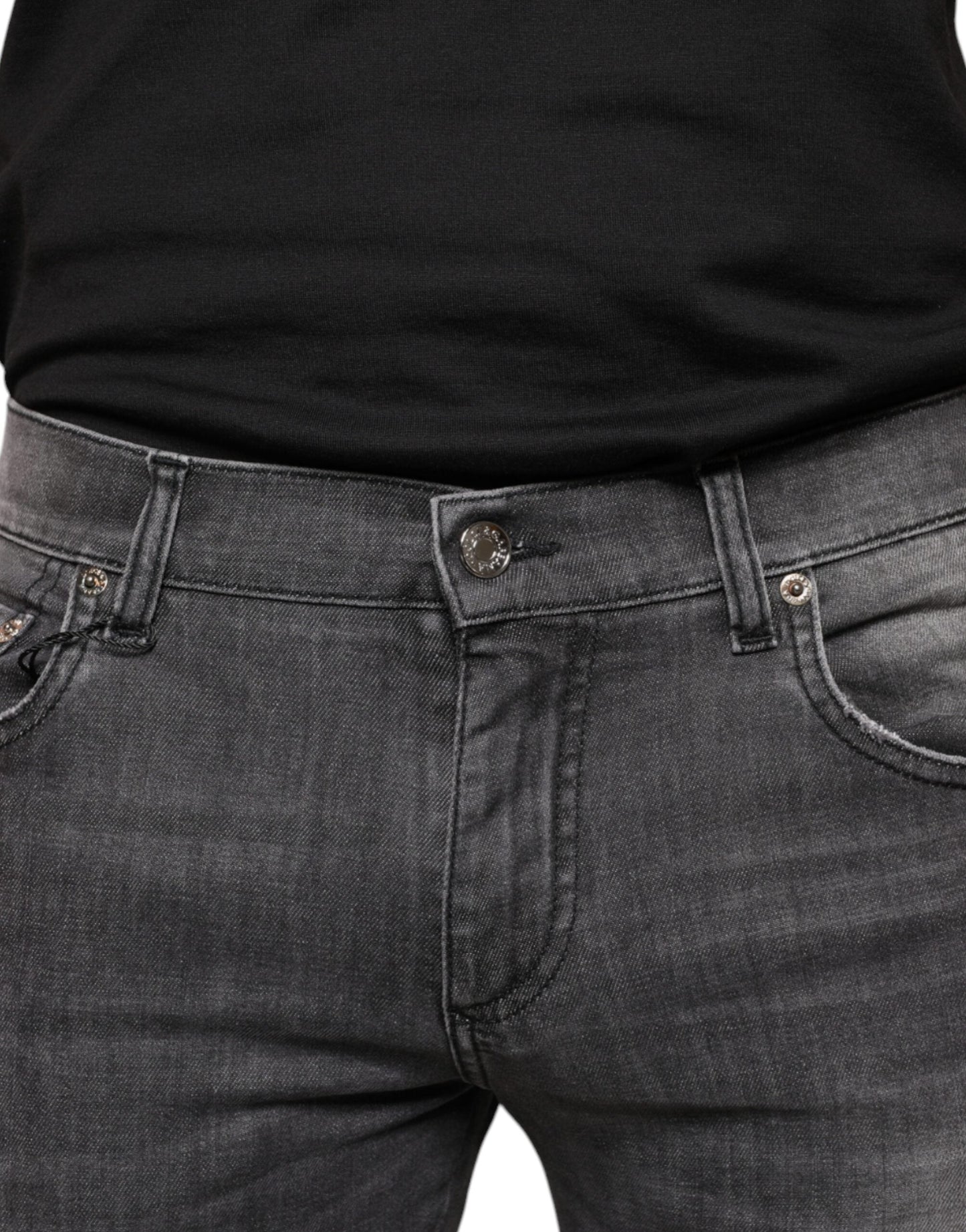 Dolce & Gabbana Black Tattered Cotton Skinny Men Denim Men's Jeans (Pre-Owned)