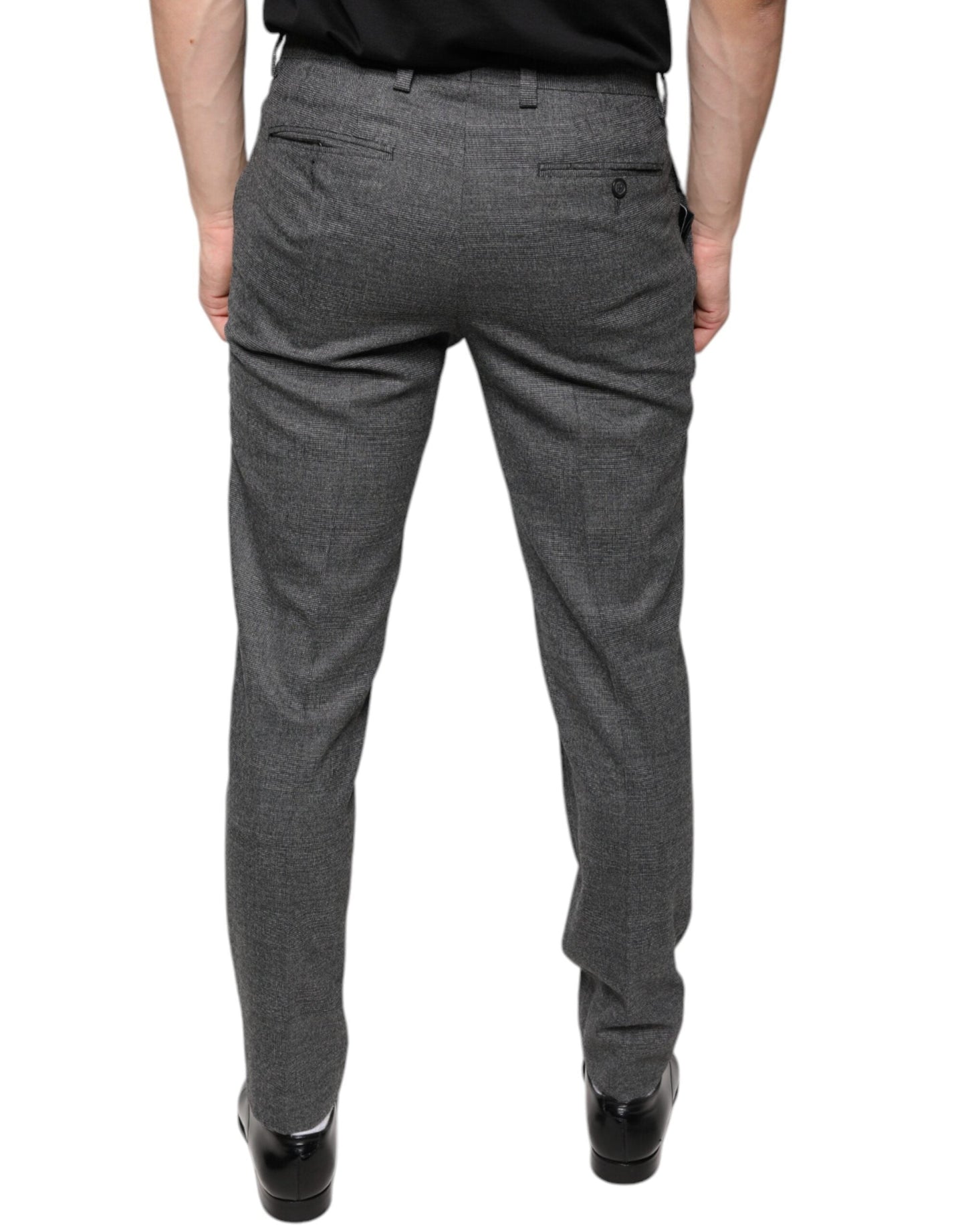 Dolce & Gabbana Gray Check Tartan Wool Skinny Men's Pants