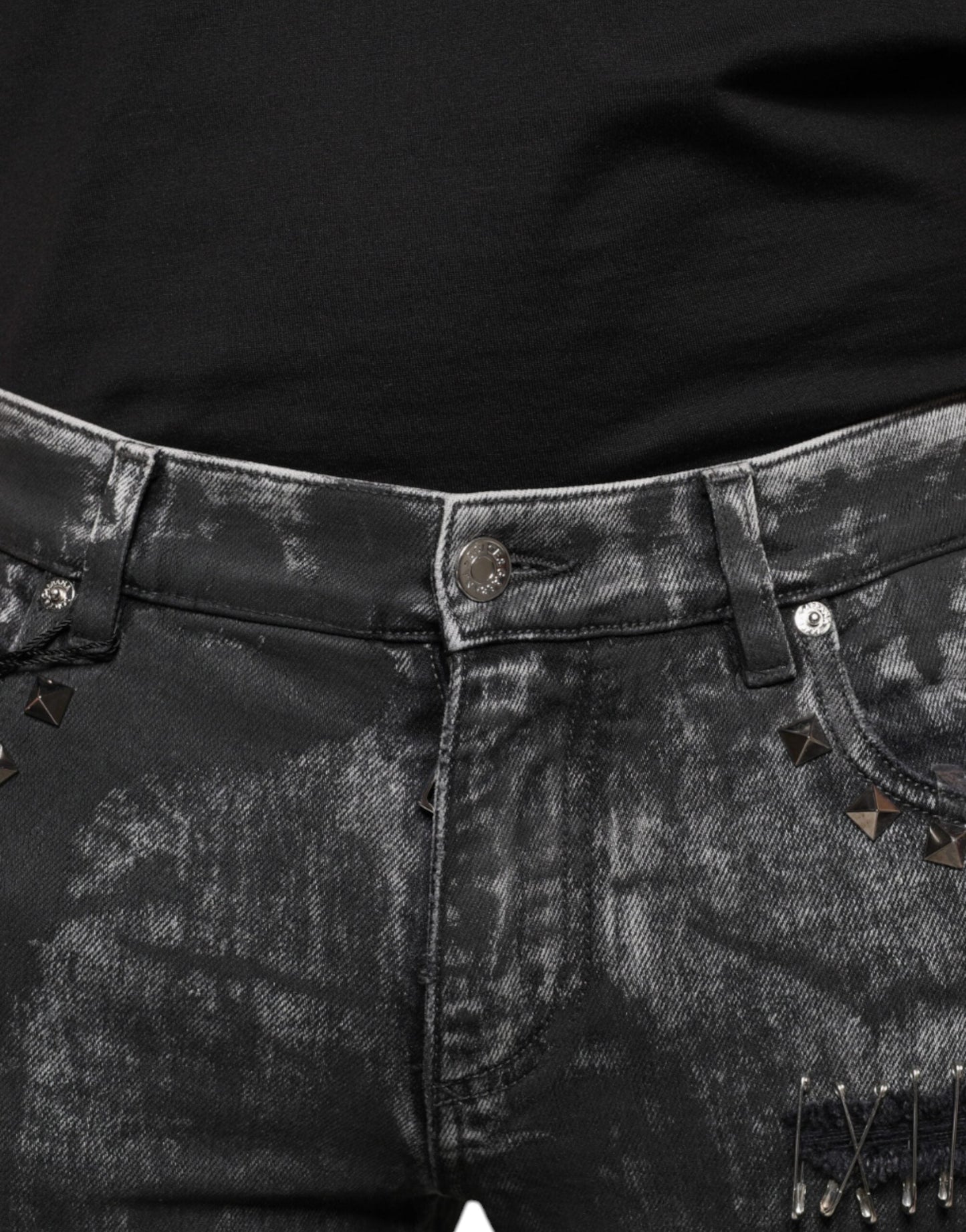 Dolce & Gabbana Black Embellished Cotton Skinny Denim Men's Jeans