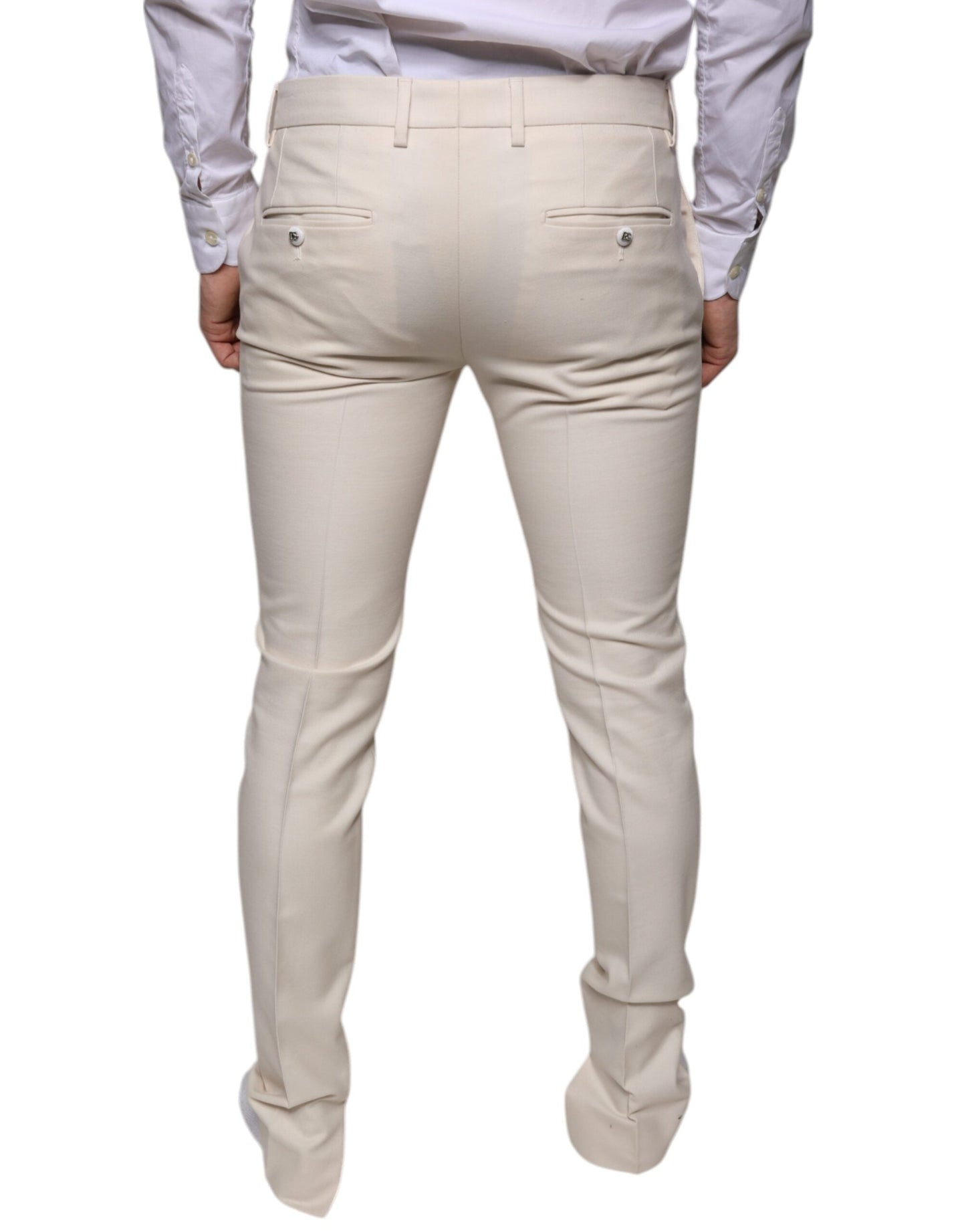 Dolce & Gabbana Off White Chino Wool Skinny Men's Pants