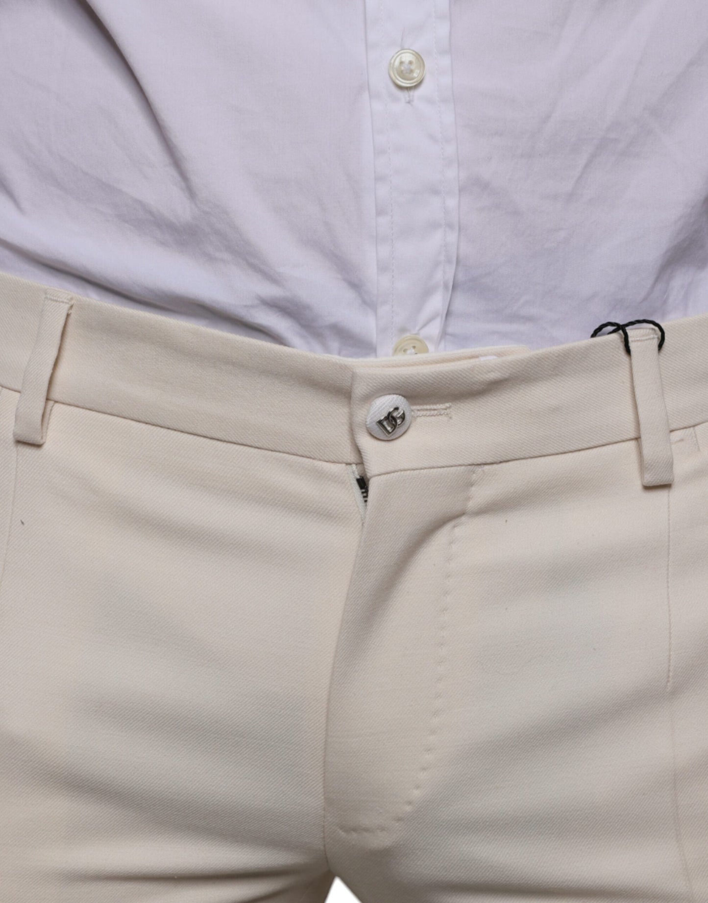 Dolce & Gabbana Off White Chino Wool Skinny Men's Pants