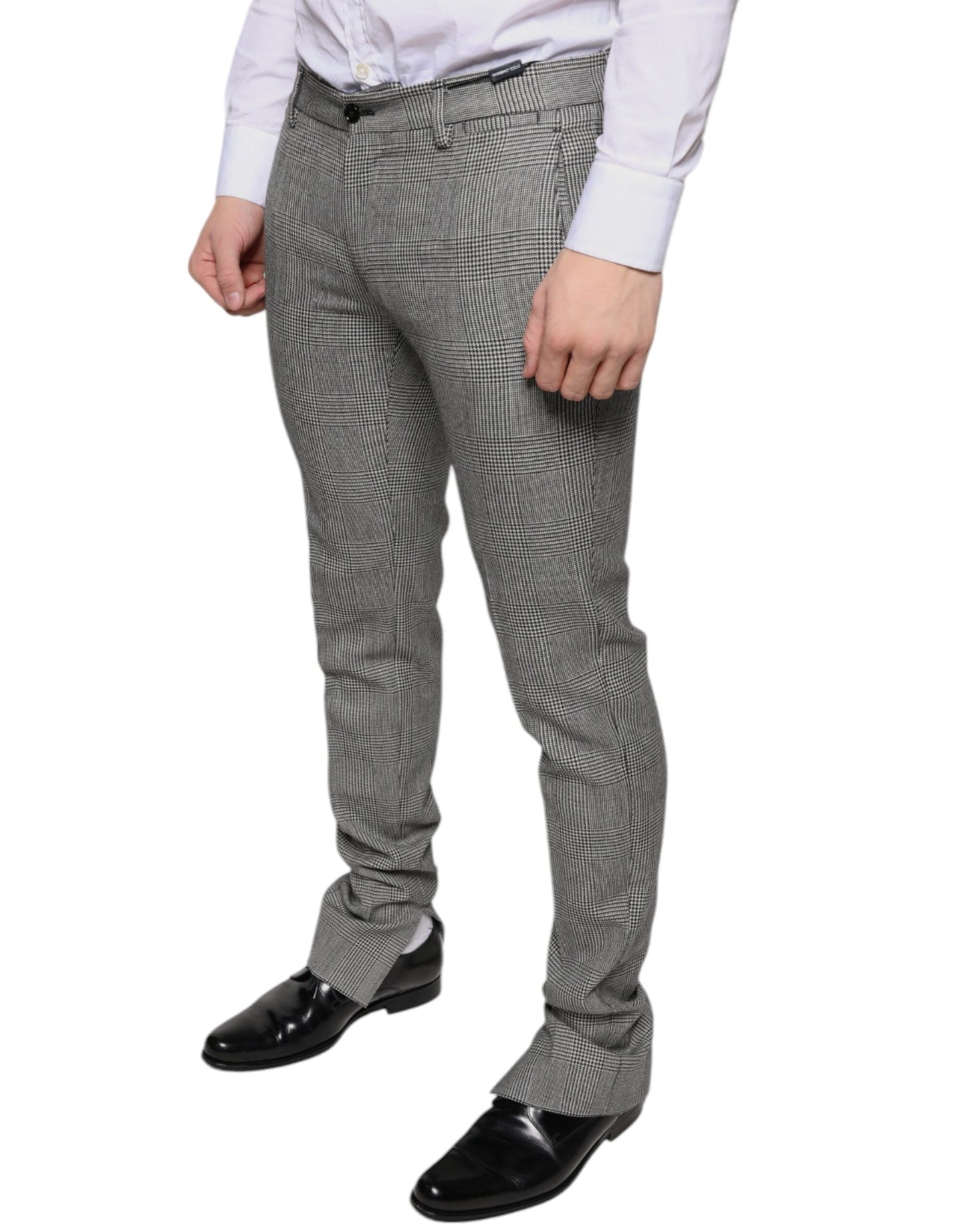 Dolce & Gabbana Gray Check Tartan Wool Skinny Men's Pants