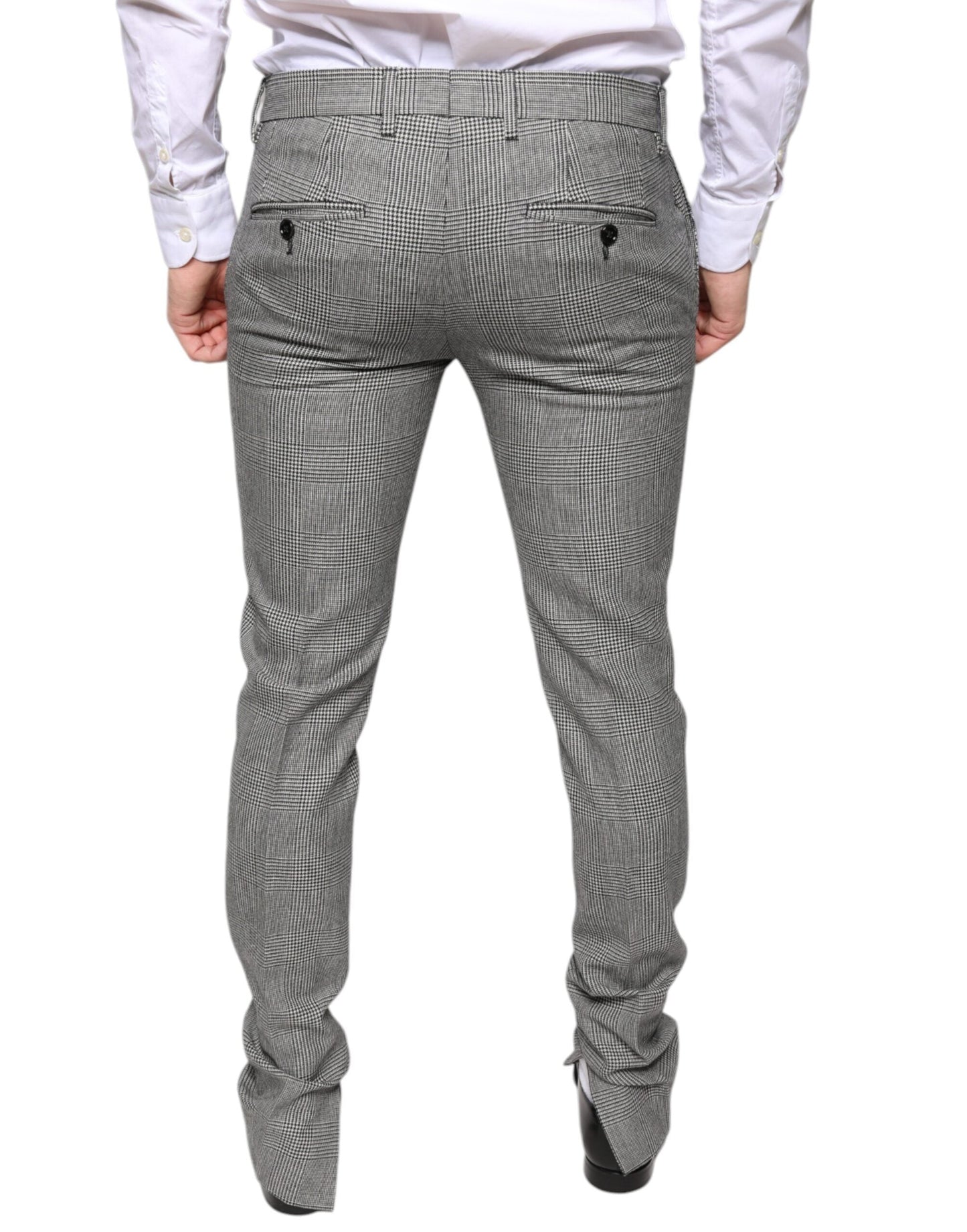 Dolce & Gabbana Gray Check Tartan Wool Skinny Men's Pants
