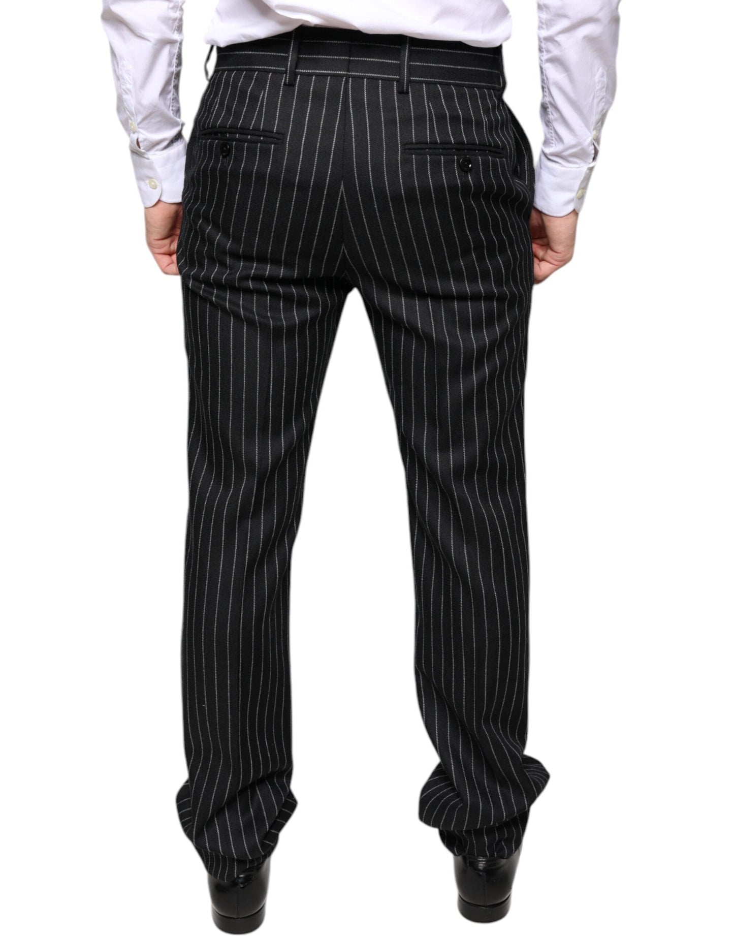 Dolce & Gabbana Black Stripes Skinny Men Dress Men's Pants