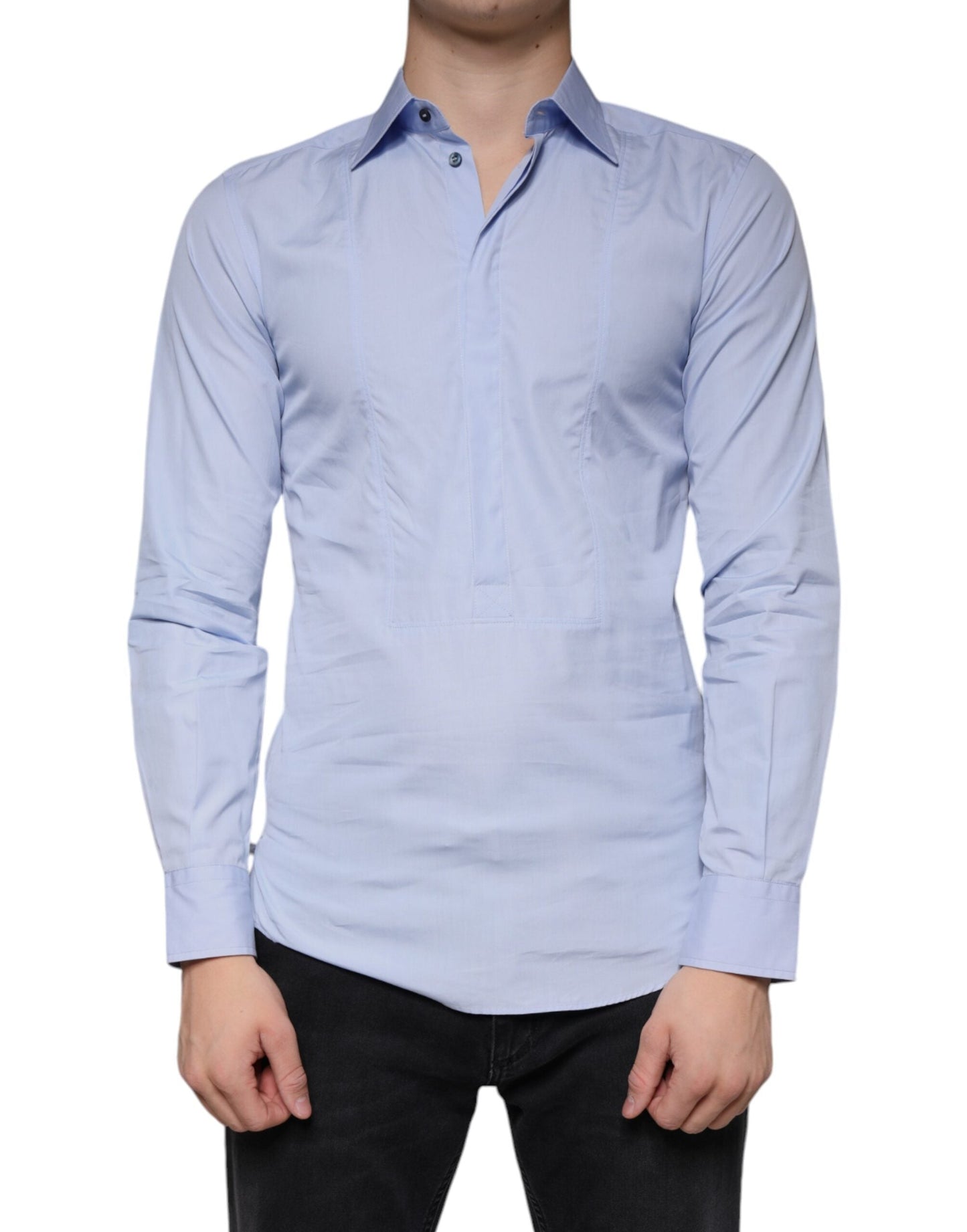 Dolce & Gabbana Light Blue Cotton Men Dress Formal Men's Shirt (Pre-Owned)