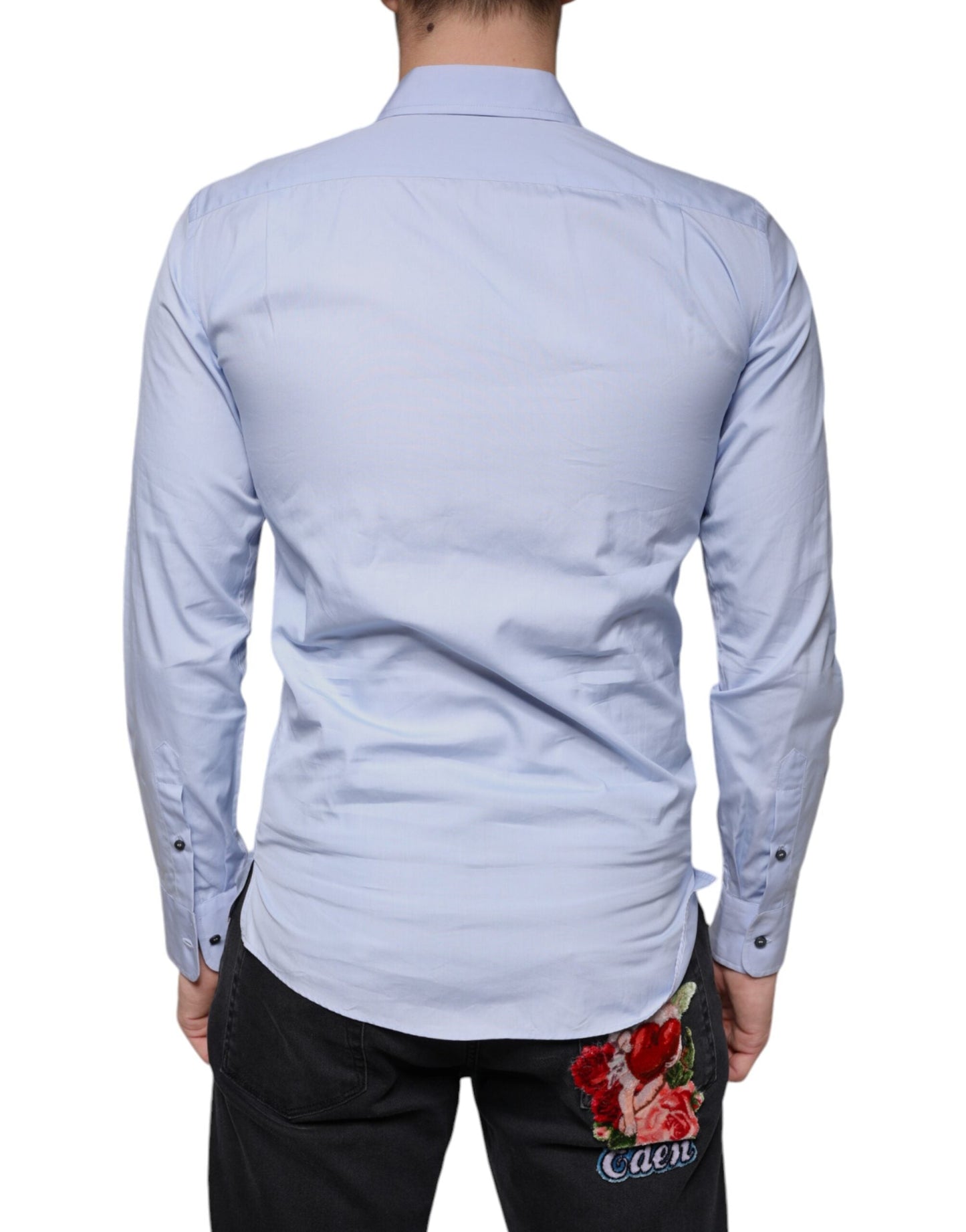 Dolce & Gabbana Light Blue Cotton Men Dress Formal Men's Shirt (Pre-Owned)