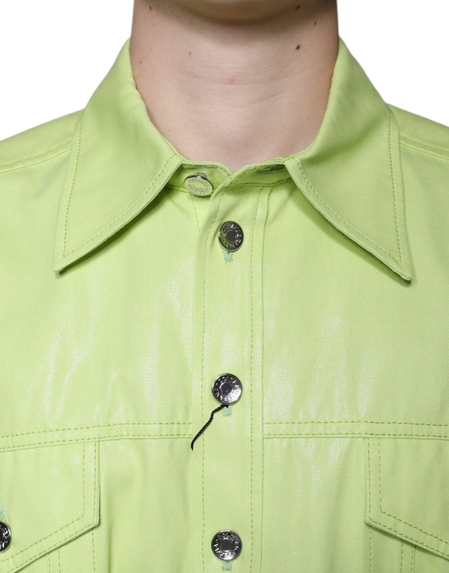 Dolce & Gabbana Green Cotton Collared Men Button Down Men's Shirt (Pre-Owned)