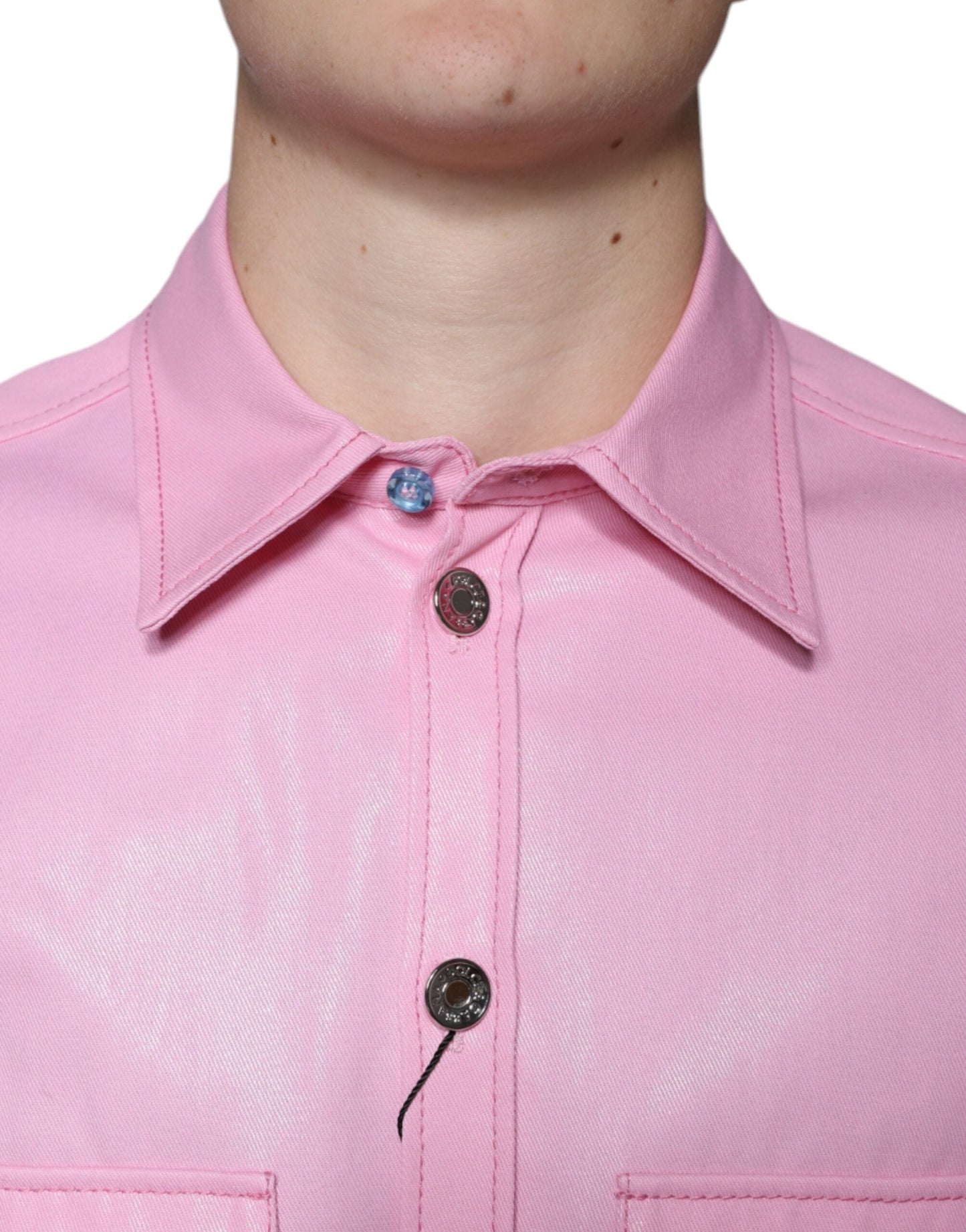 Dolce & Gabbana Pink Cotton Collared Button Down Men's Shirt (Pre-Owned)