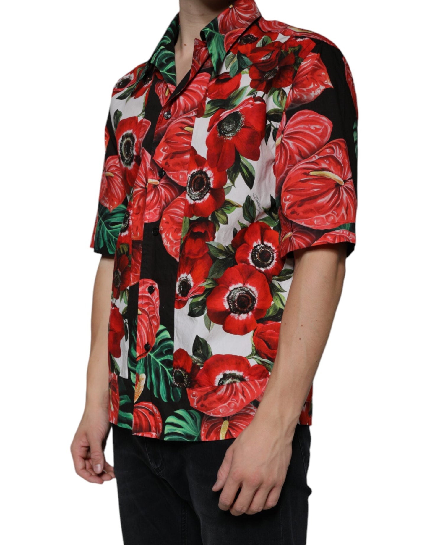Dolce & Gabbana Multicolor Anemone Button Down Casual Men's Shirt
