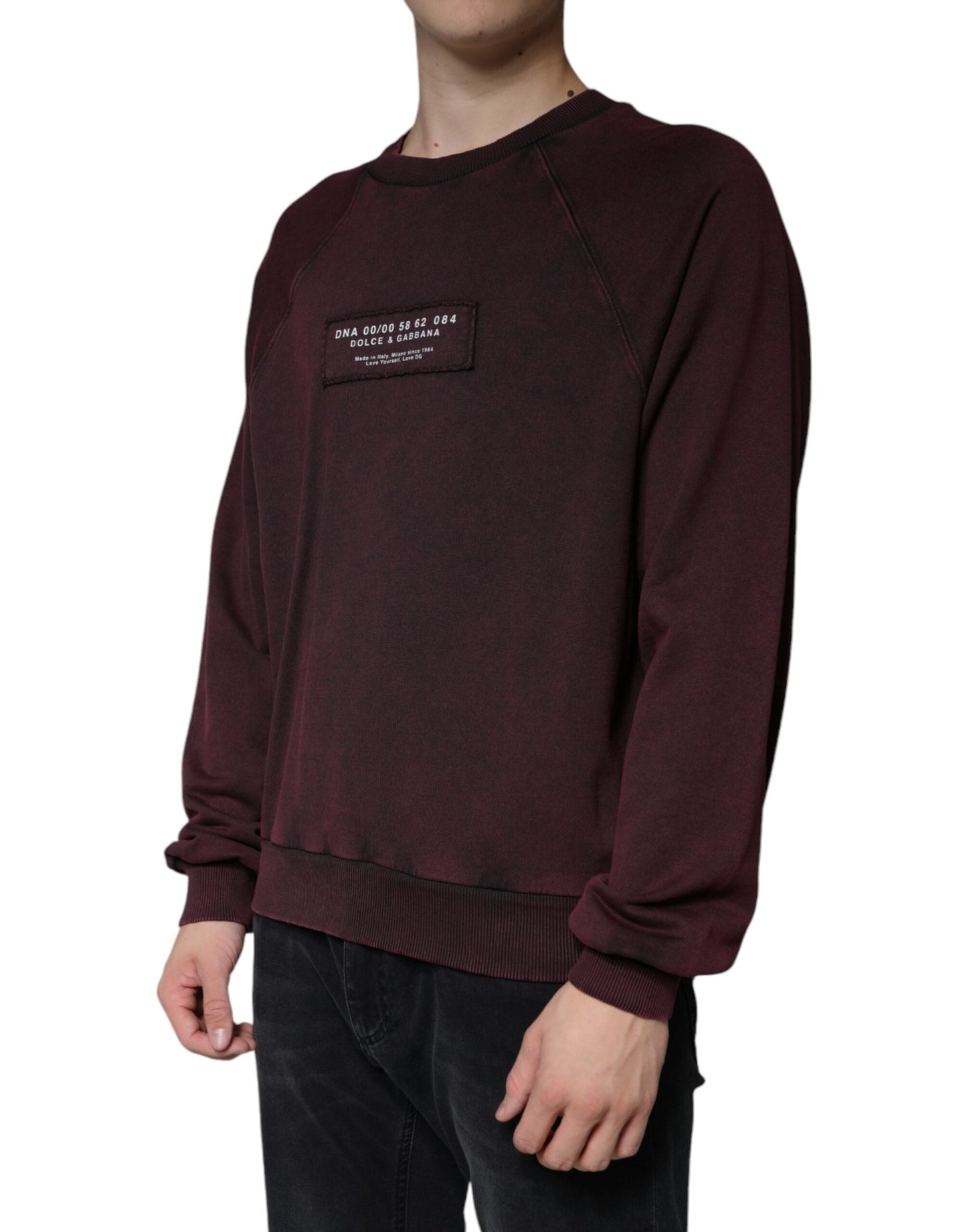 Dolce & Gabbana Maroon Logo Crew Neck Men Sweatshirt Men's Sweater (Pre-Owned)