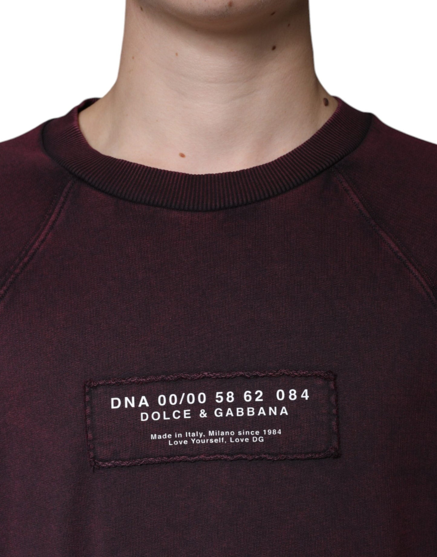 Dolce & Gabbana Maroon Logo Crew Neck Men Sweatshirt Men's Sweater (Pre-Owned)