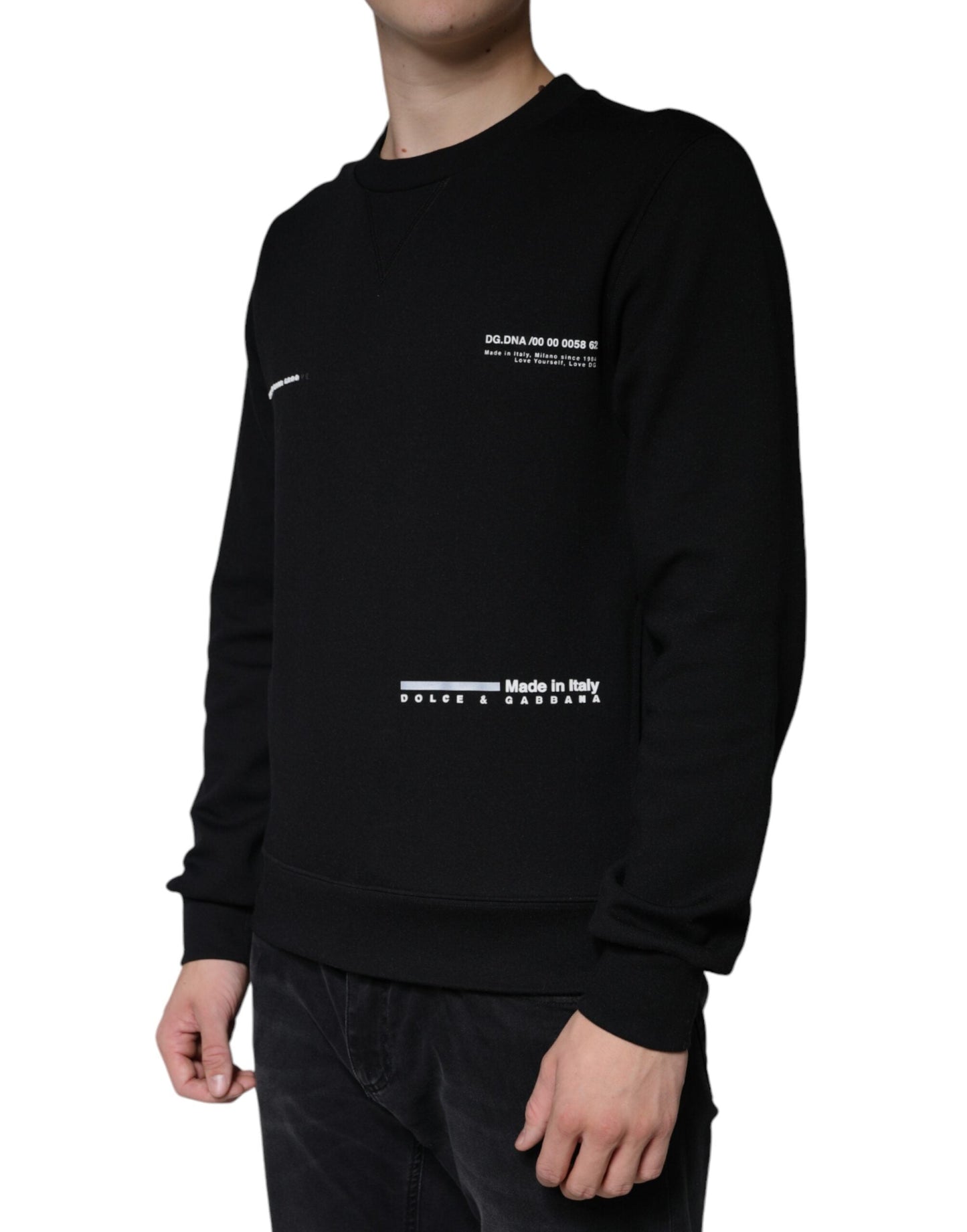 Dolce & Gabbana Black Logo Print CrewNeck Sweatshirt Men's Sweater
