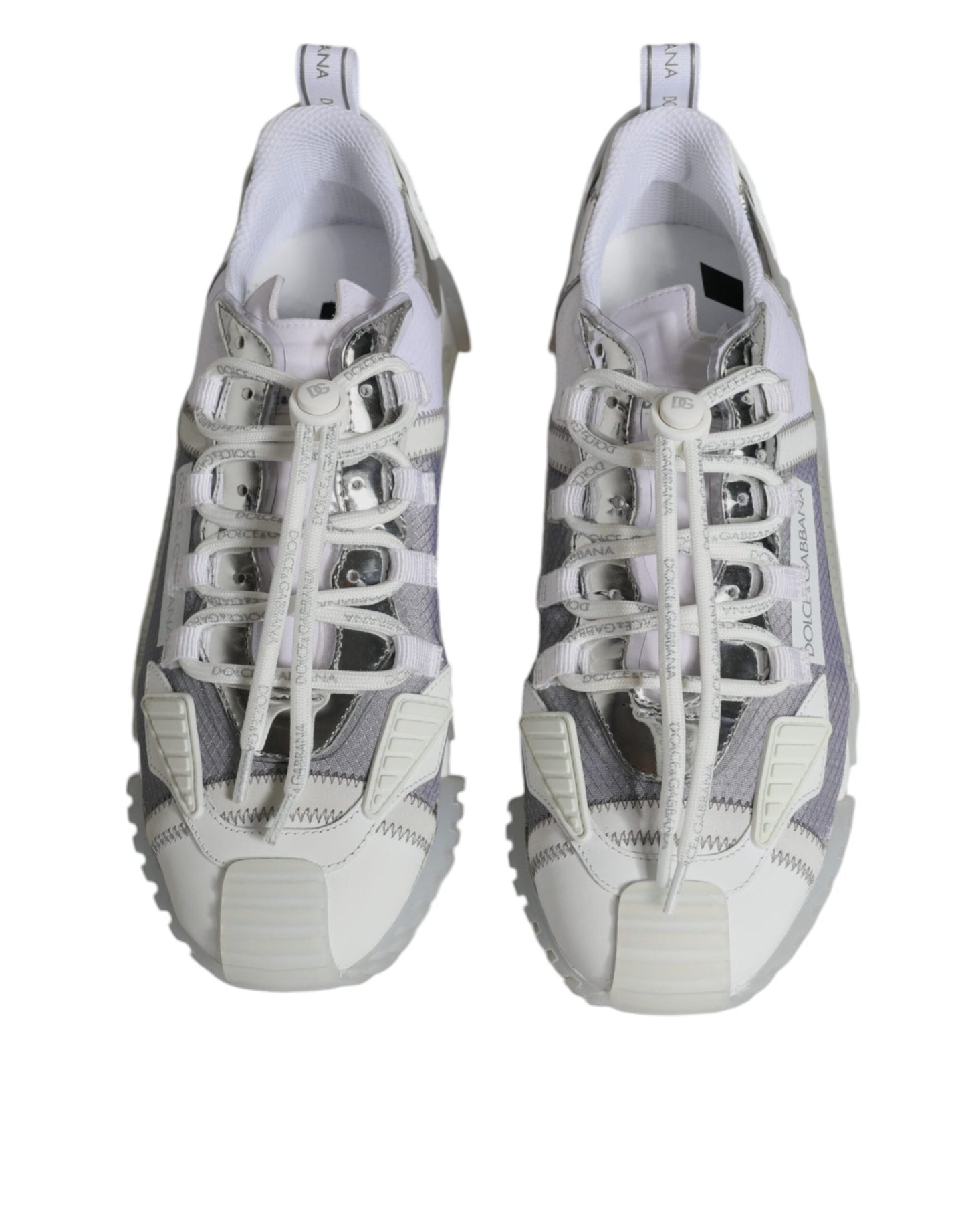Dolce & Gabbana White Silver Low Top NS1 Sneakers Men's Shoes