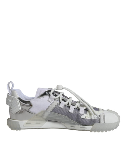 Dolce & Gabbana White Silver Low Top NS1 Sneakers Men's Shoes