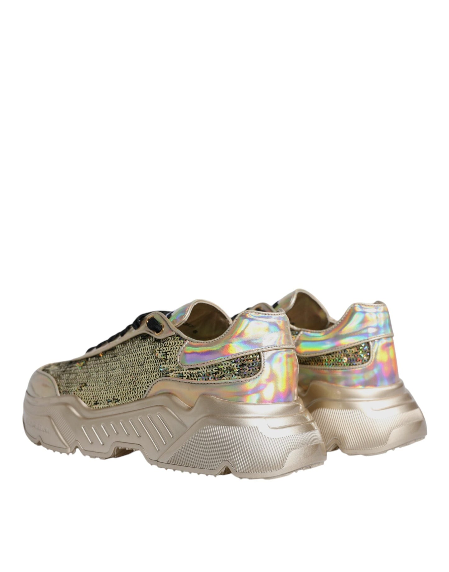 Dolce & Gabbana Gold Sequin Iridiscent Daymaster Sneakers Men's Shoes