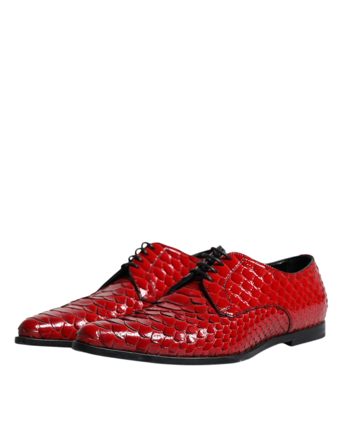 Dolce & Gabbana Red Textured Varnished Derby Men Formal Men's Shoes (Pre-Owned)