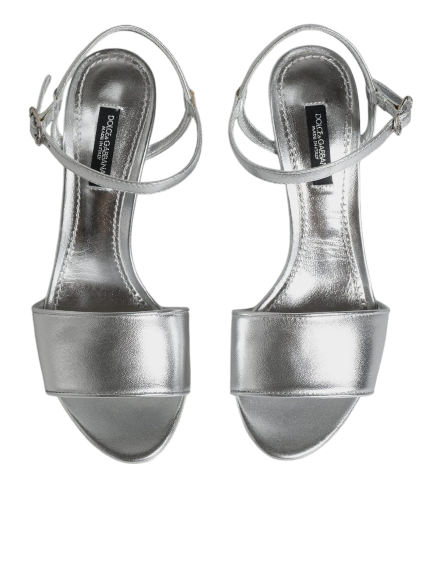 Dolce & Gabbana Silver KEIRA Heels Ankle Strap Sandals Women's Shoes
