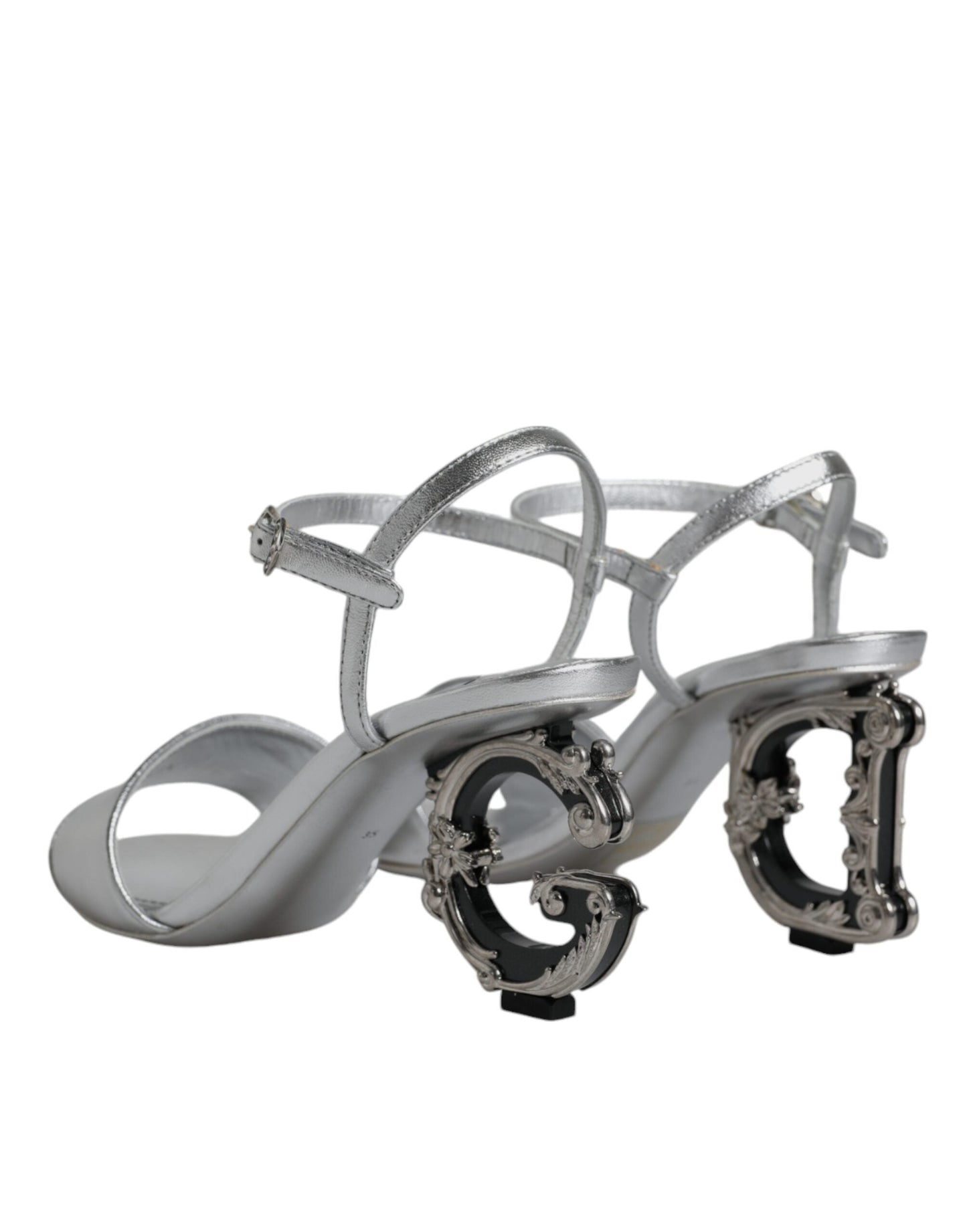 Dolce & Gabbana Silver KEIRA Heels Ankle Strap Sandals Women's Shoes