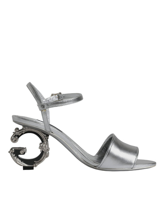 Dolce & Gabbana Silver KEIRA Heels Ankle Strap Sandals Women's Shoes
