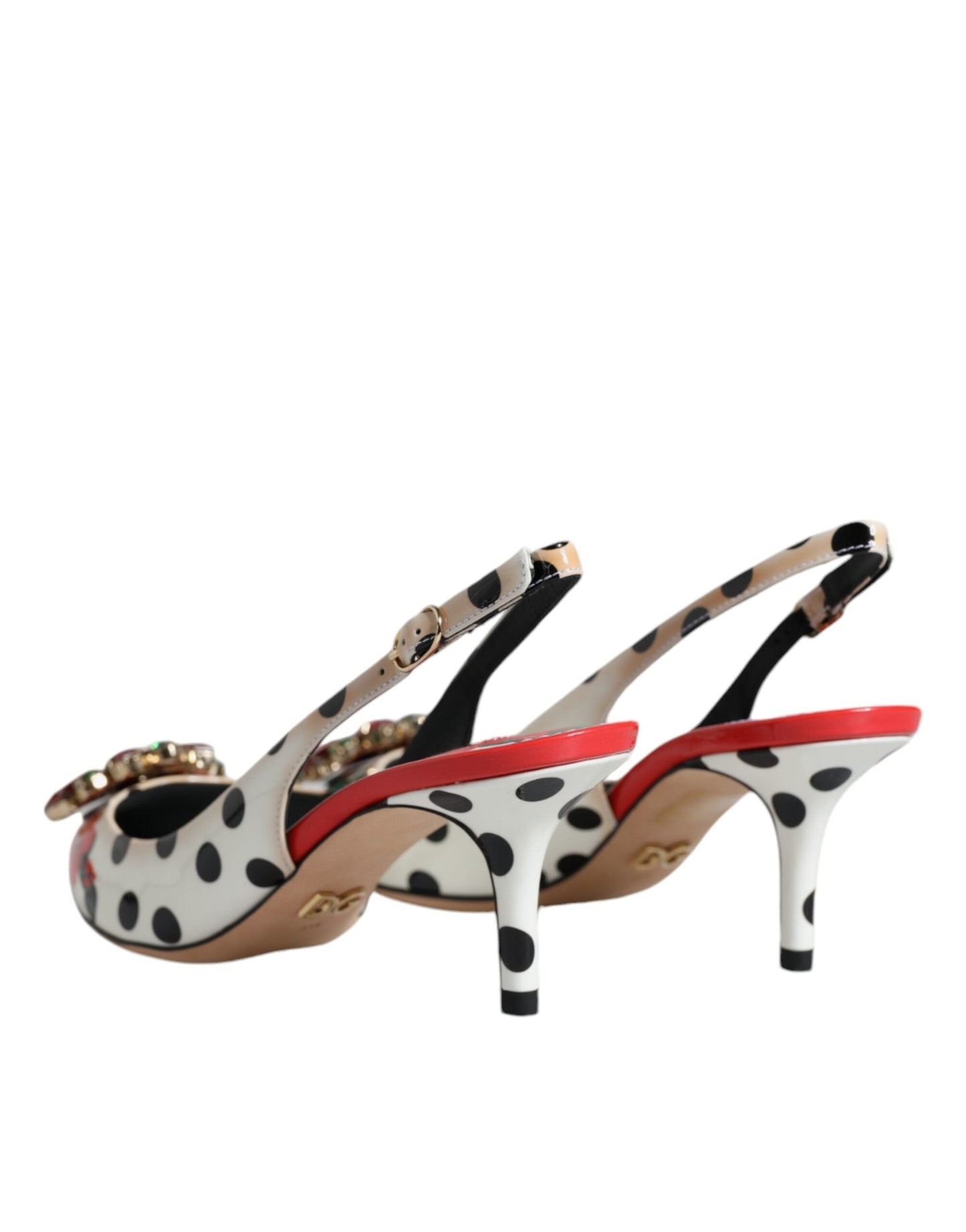 Dolce & Gabbana Multicolor Leather Crystal Heels Slingback Women's Shoes (Pre-Owned)