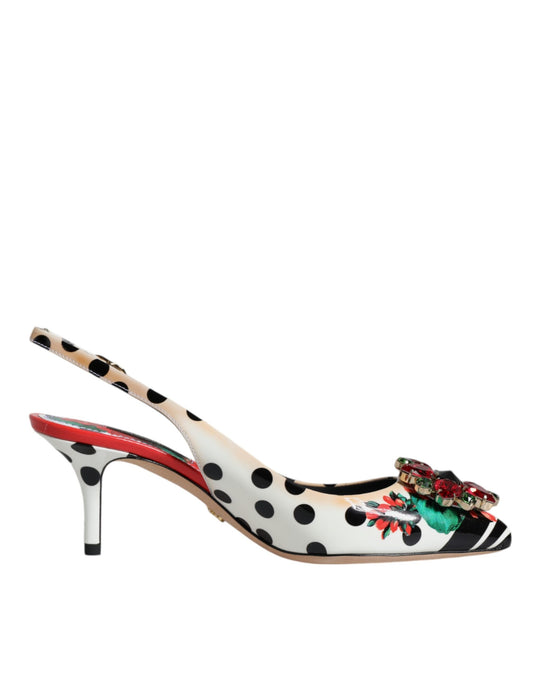 Dolce & Gabbana Multicolor Leather Crystal Heels Slingback Women's Shoes (Pre-Owned)