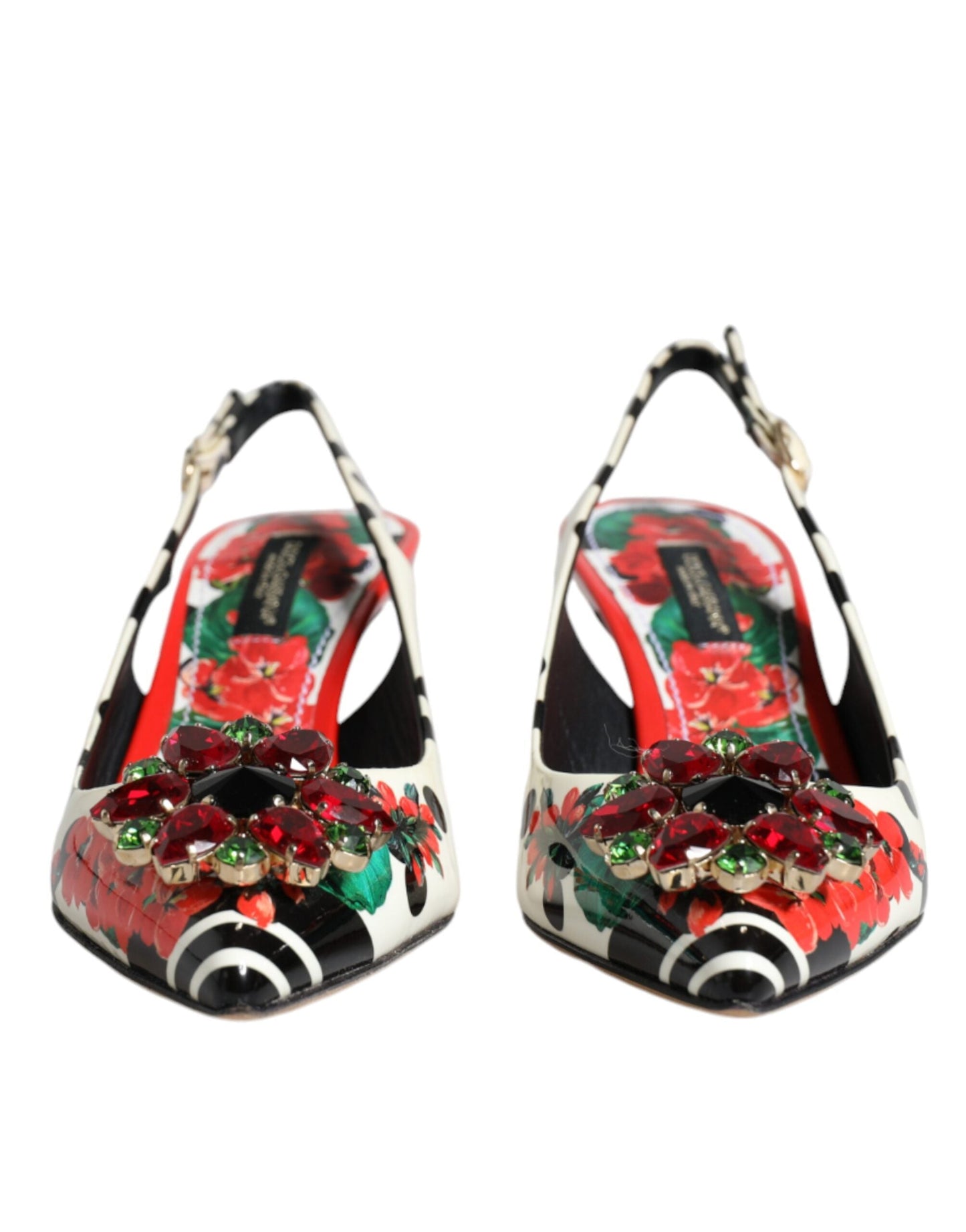 Dolce & Gabbana Multicolor Leather Crystal Heels Slingback Women's Shoes (Pre-Owned)