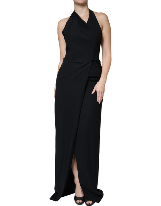 Emporio Armani Black Sleeveless Halter Sheath Long Gown Women's Dress (Pre-Owned)