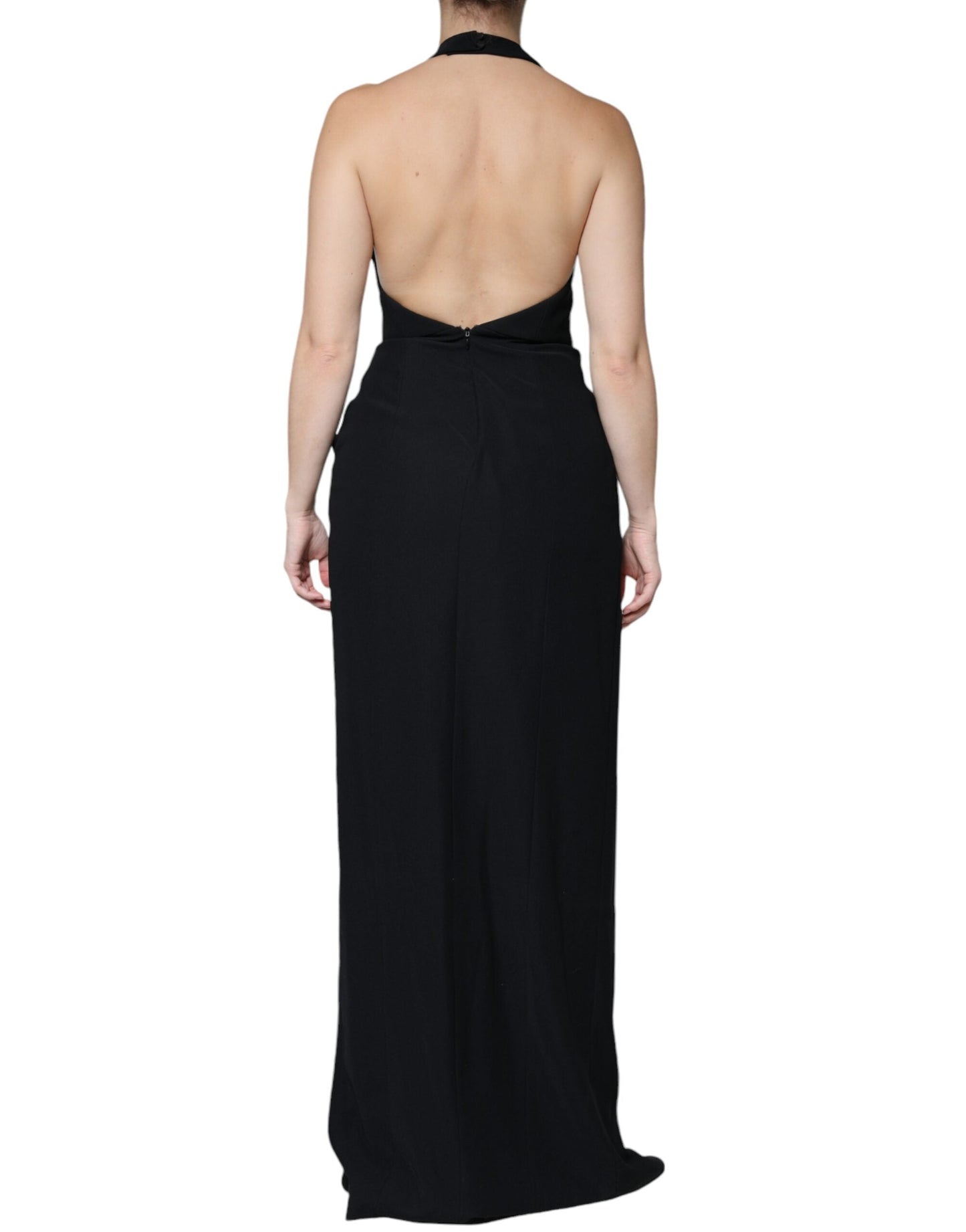 Emporio Armani Black Sleeveless Halter Sheath Long Gown Women's Dress (Pre-Owned)