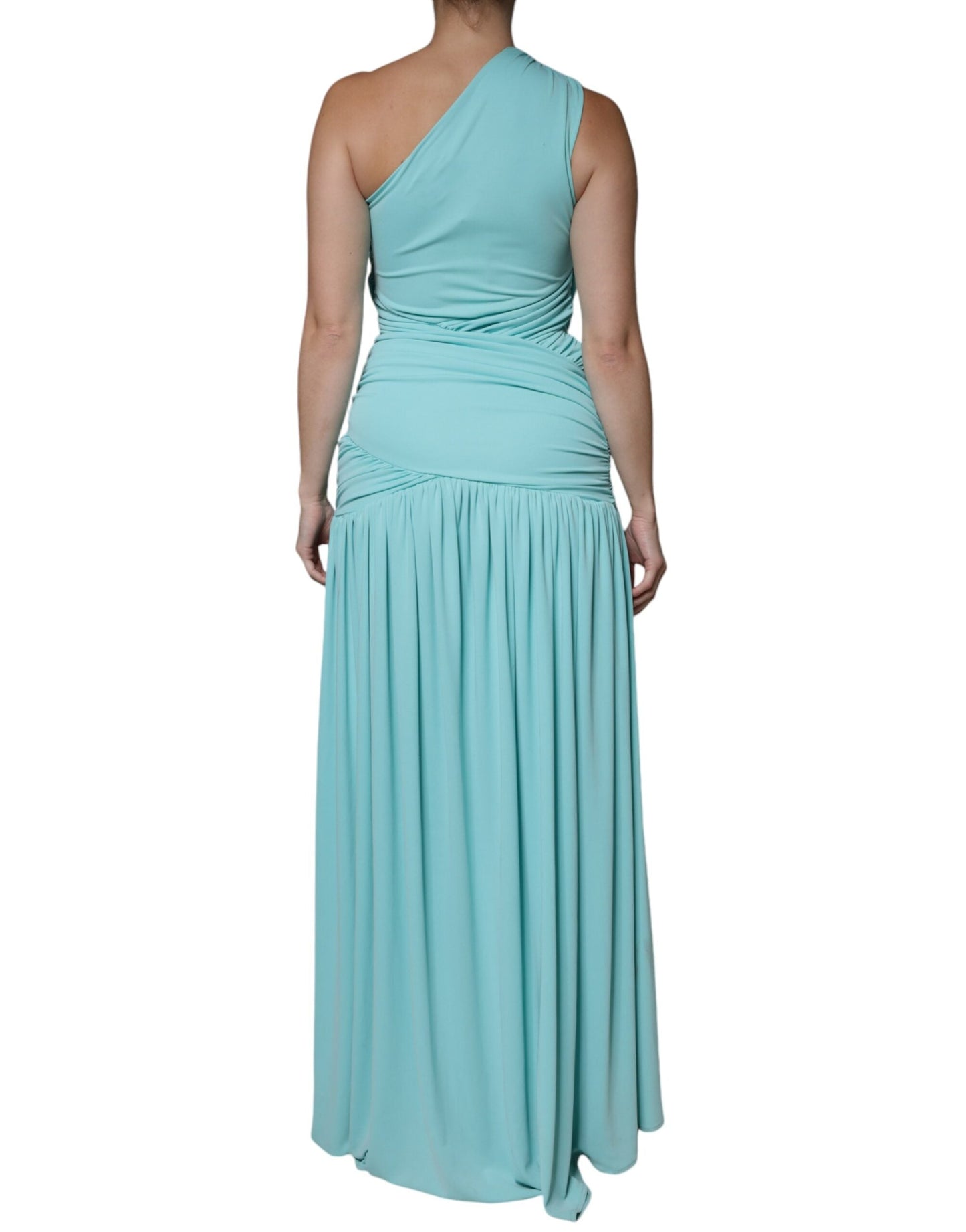 Christian Pellizzari Light Blue Jersey Long Drape One Shoulder Women's Dress (Pre-Owned)