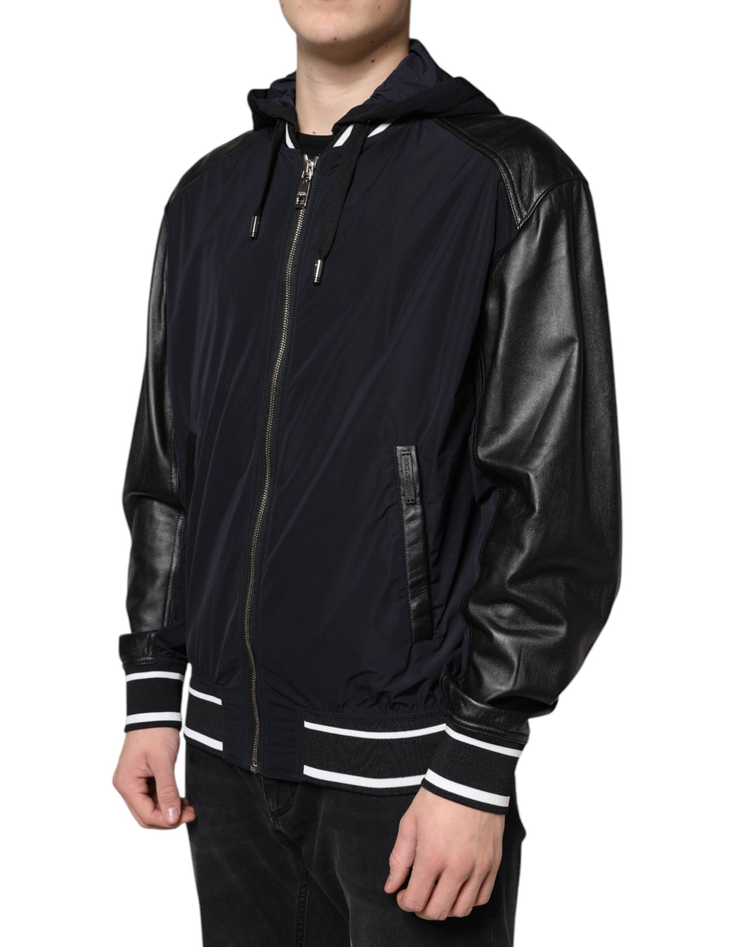 Dolce & Gabbana Black Hooded Full Zip Men Bomber Men's Jacket (Pre-Owned)