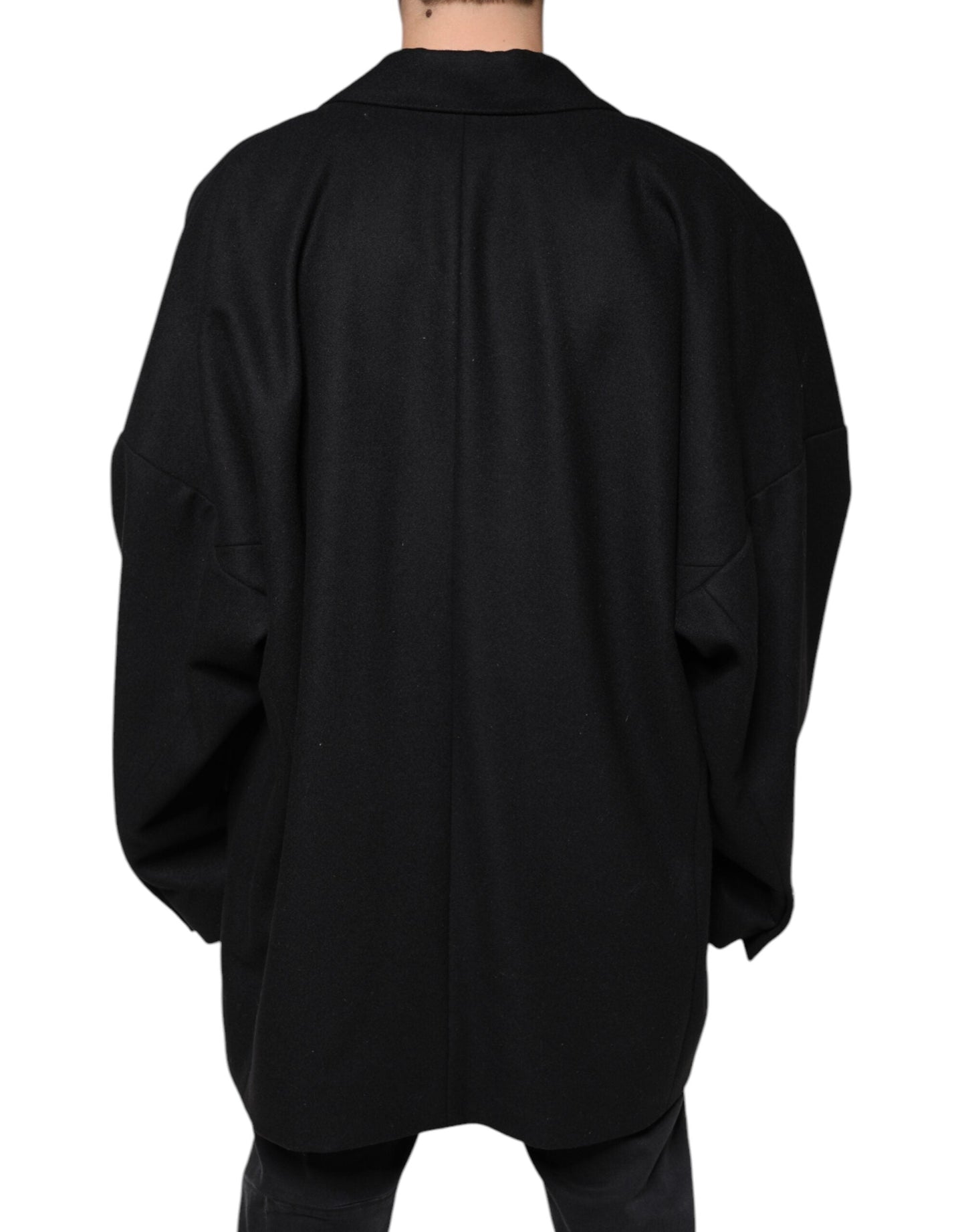 Dolce & Gabbana Black Wool Double Breasted Men Coat Men's Jacket