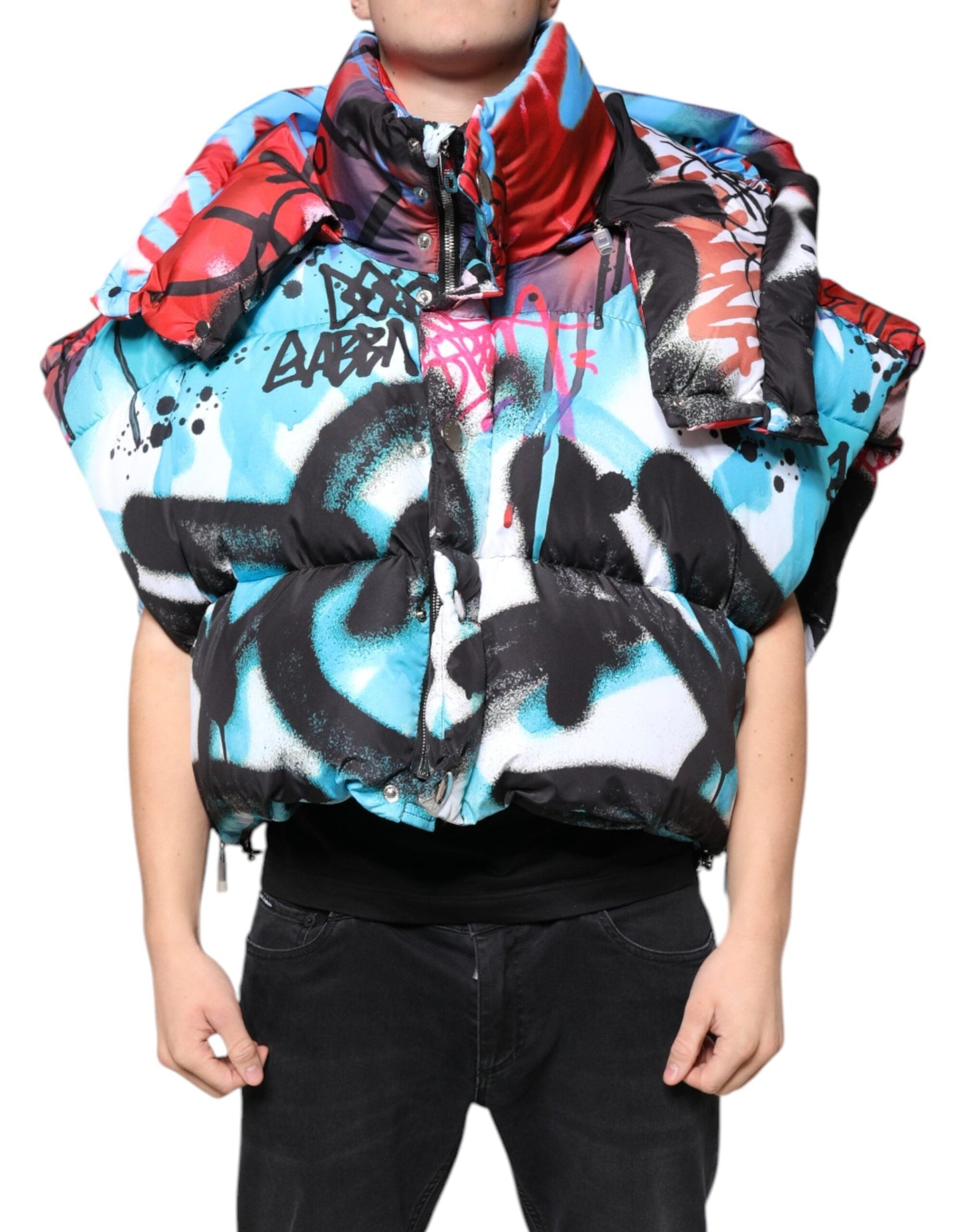 Dolce & Gabbana Multicolor Graffiti Hooded Windbreaker Men's Jacket (Pre-Owned)