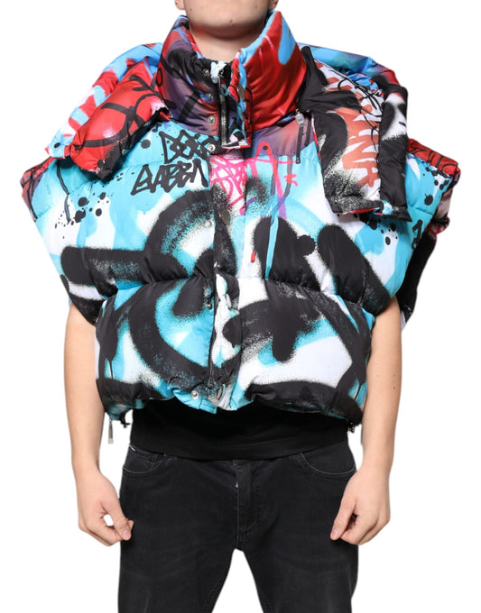 Dolce & Gabbana Multicolor Graffiti Hooded Windbreaker Men's Jacket (Pre-Owned)