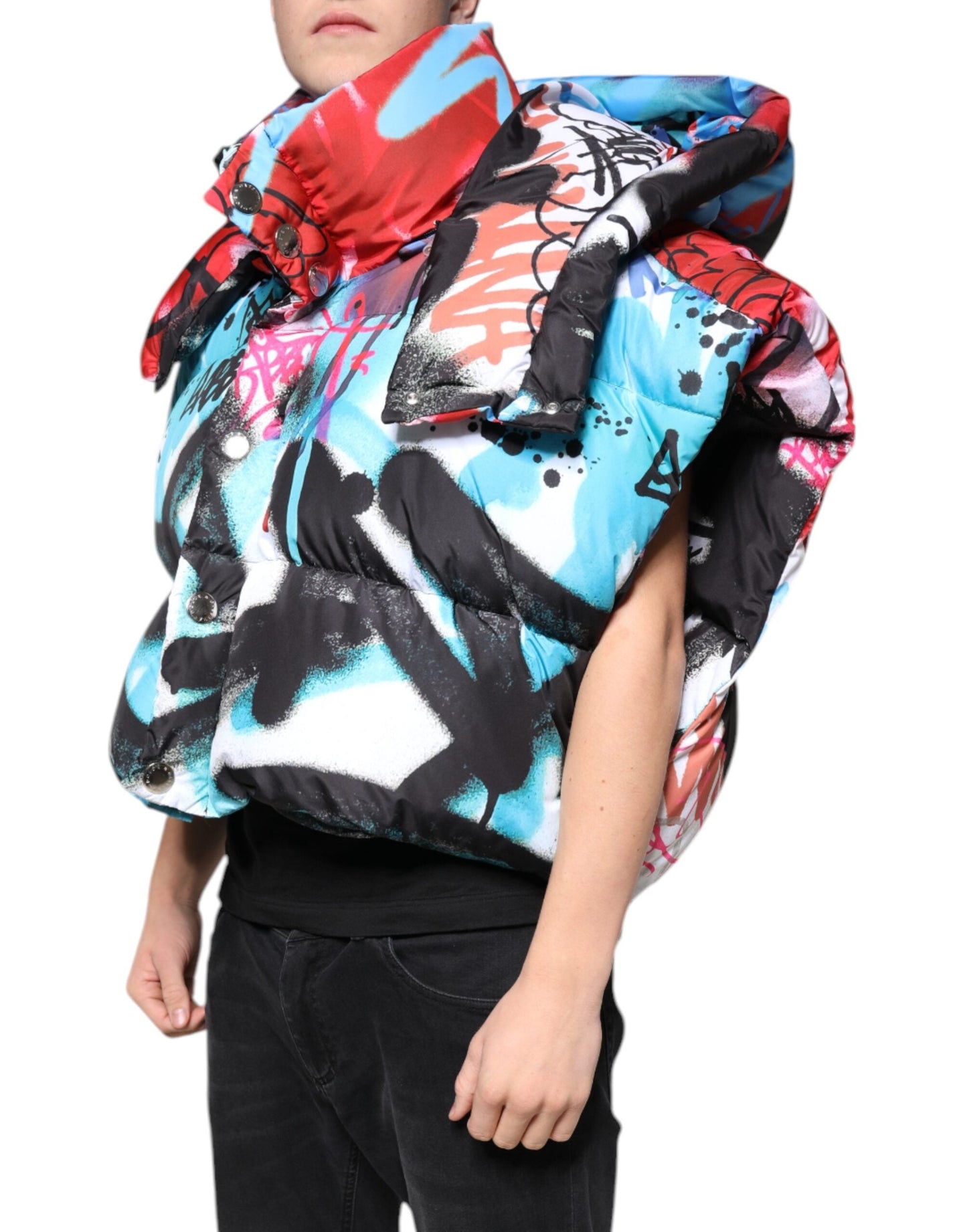 Dolce & Gabbana Multicolor Graffiti Hooded Windbreaker Men's Jacket (Pre-Owned)