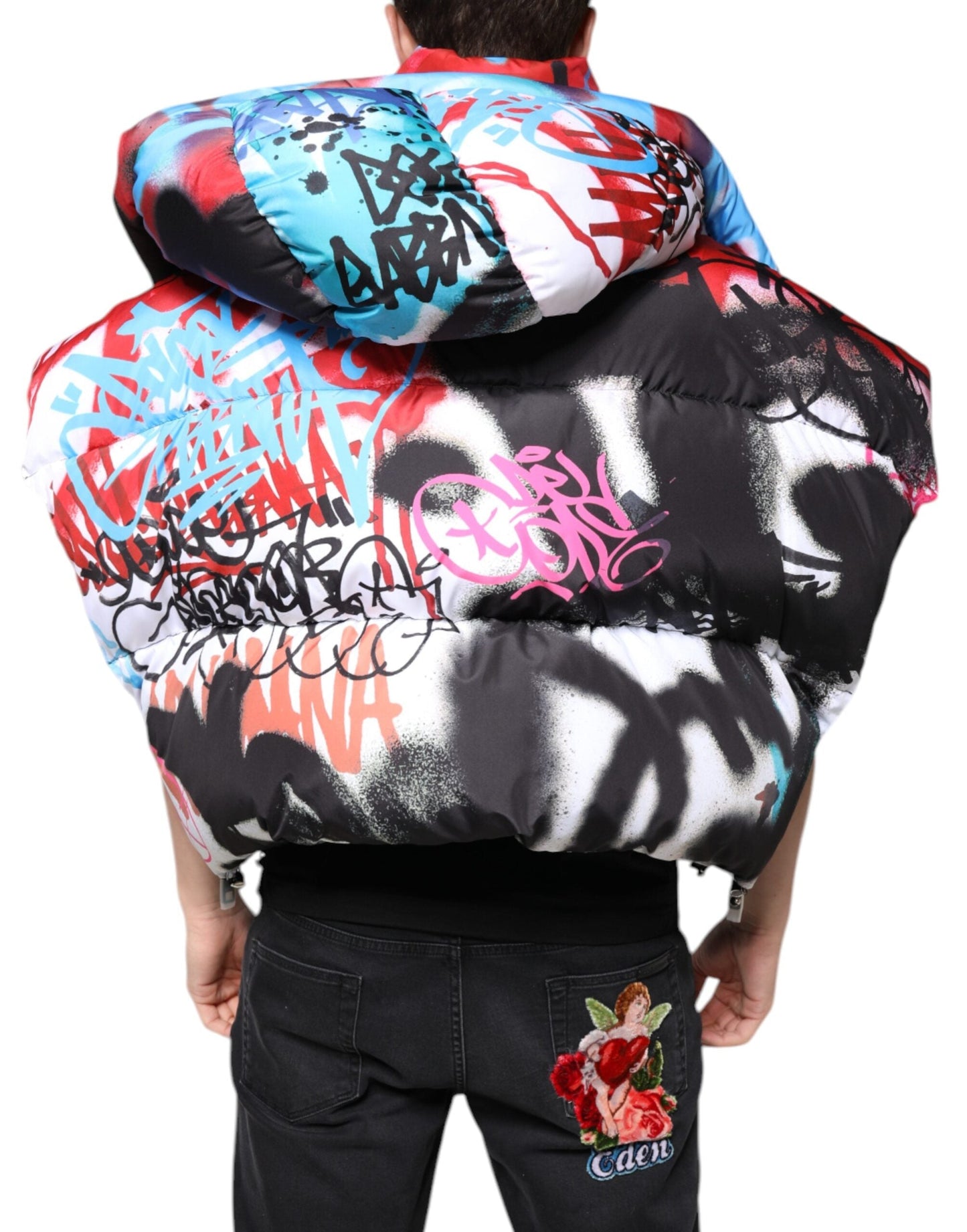 Dolce & Gabbana Multicolor Graffiti Hooded Windbreaker Men's Jacket (Pre-Owned)