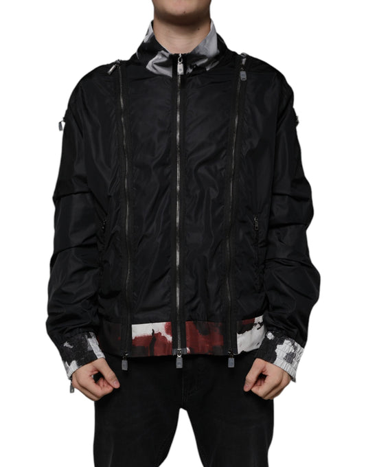 Dolce & Gabbana Black Nylon Full Zip Men Bomber Men's Jacket