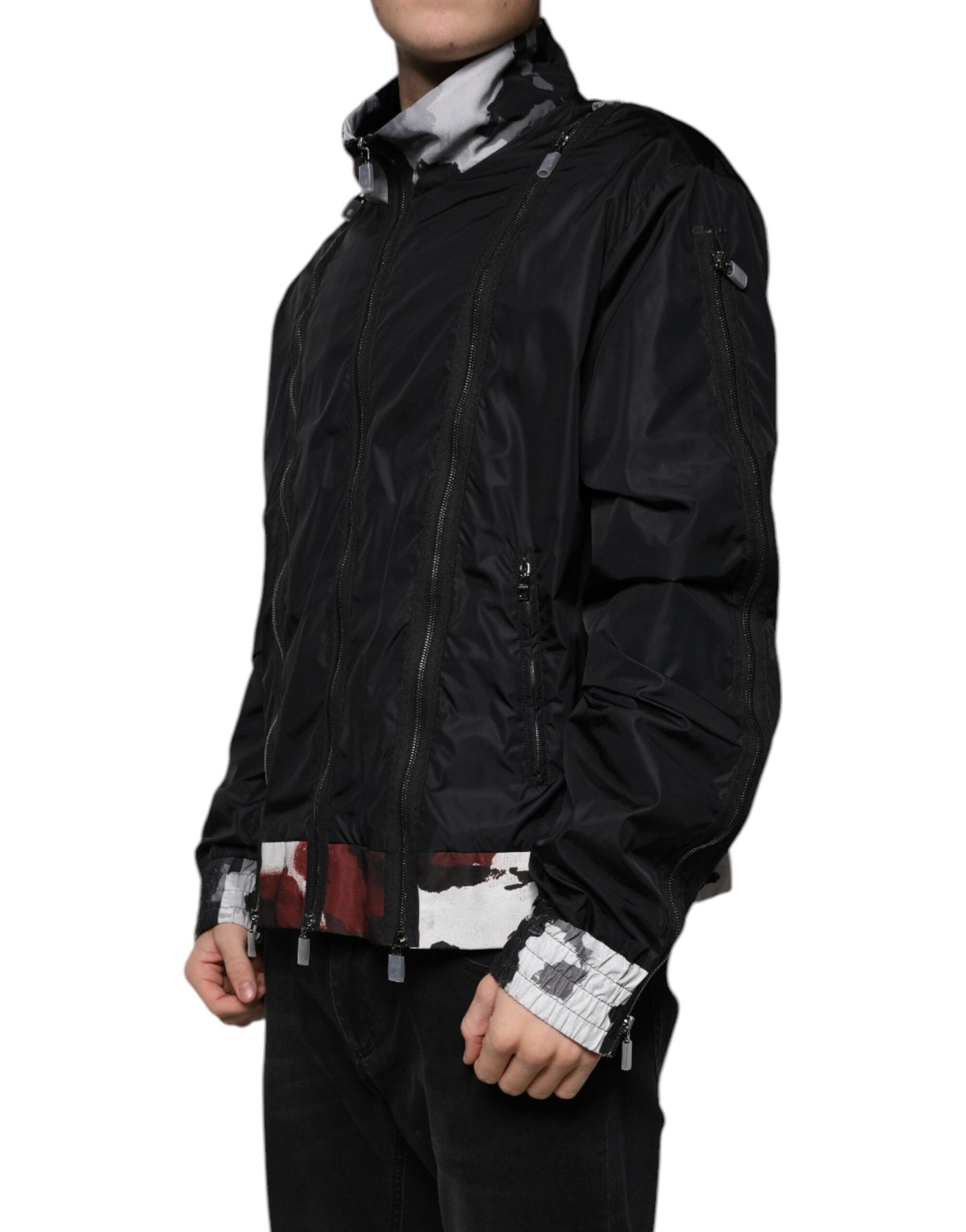 Dolce & Gabbana Black Nylon Full Zip Men Bomber Men's Jacket