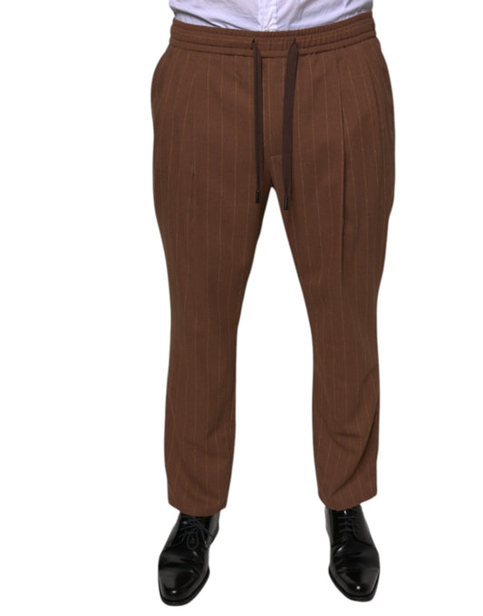 Dolce & Gabbana Brown Stripes Skinny Men Dress Men's Pants