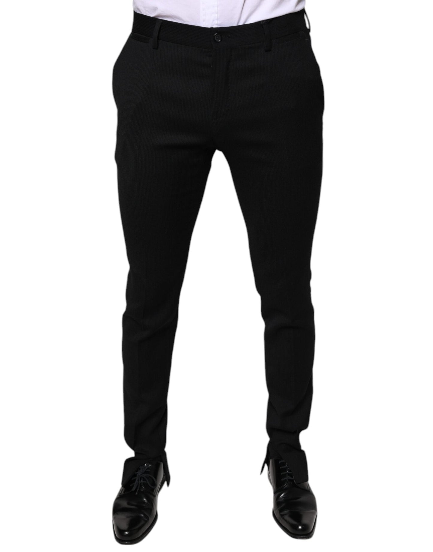 Dolce & Gabbana Black Wool Skinny Formal Dress Men's Pants