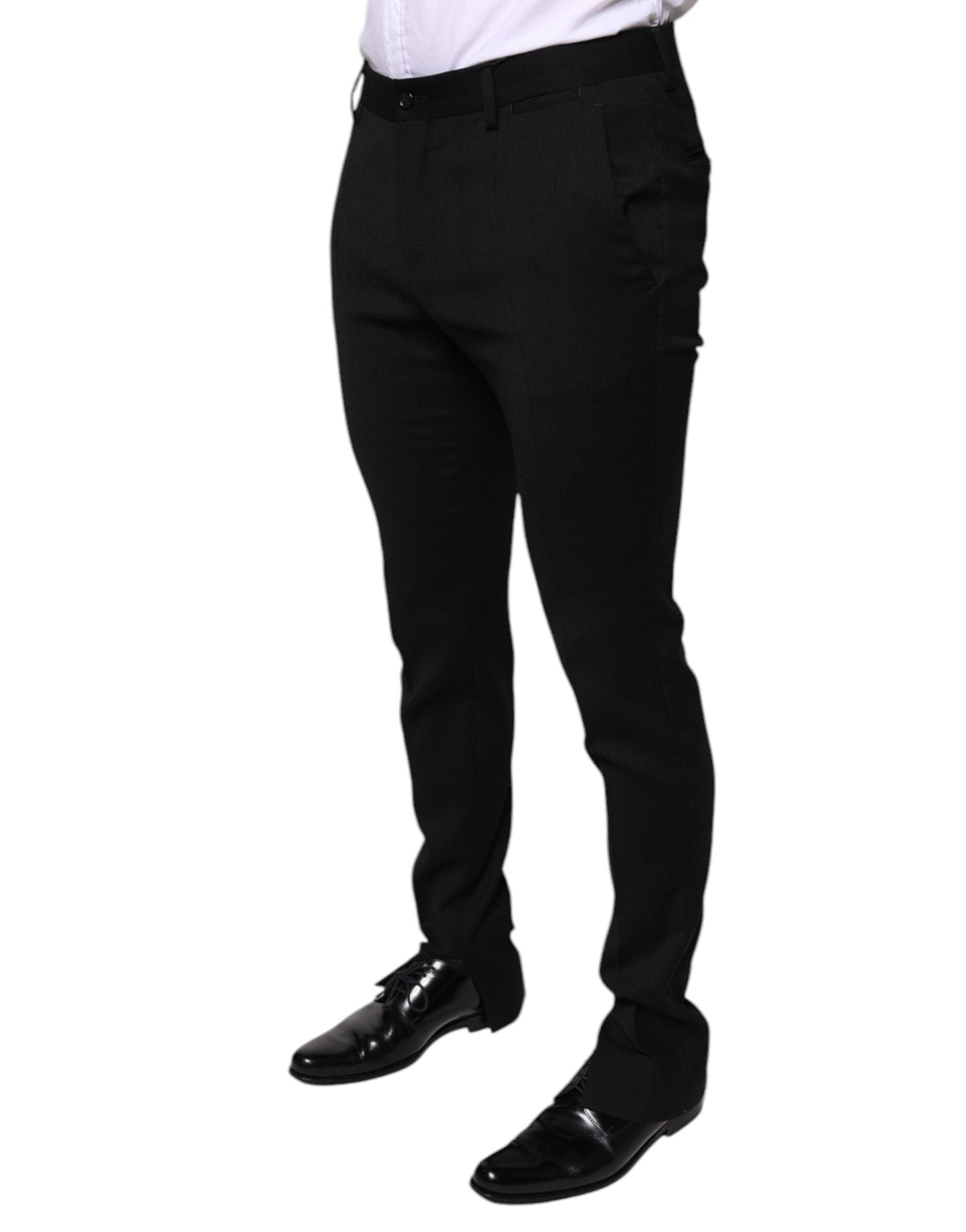 Dolce & Gabbana Black Wool Skinny Formal Dress Men's Pants