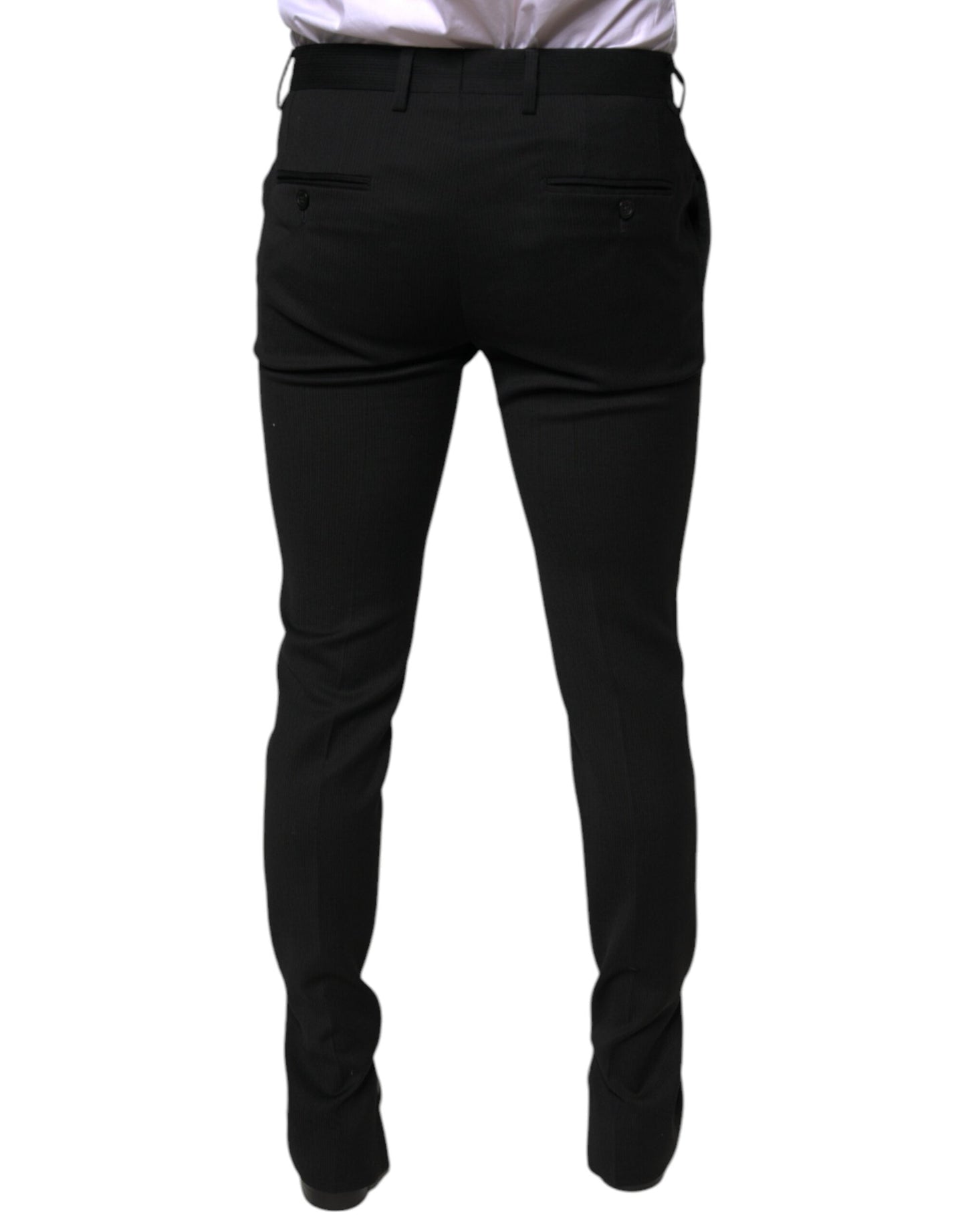 Dolce & Gabbana Black Wool Skinny Formal Dress Men's Pants