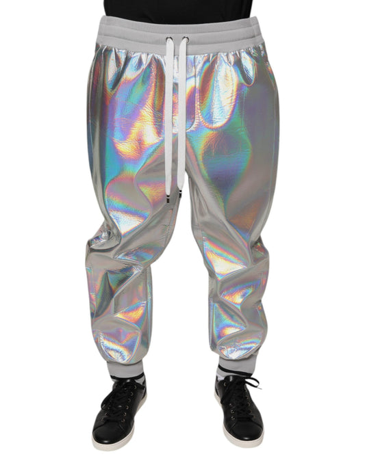 Dolce & Gabbana Silver Iridescent Men Jogger SweatMen's Men's Pants