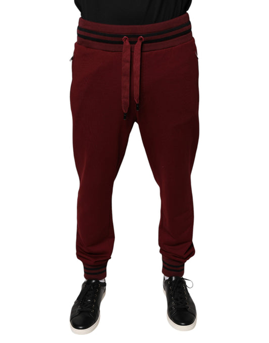 Dolce & Gabbana Dark Red Cotton Men Jogger SweatMen's Men's Pants (Pre-Owned)