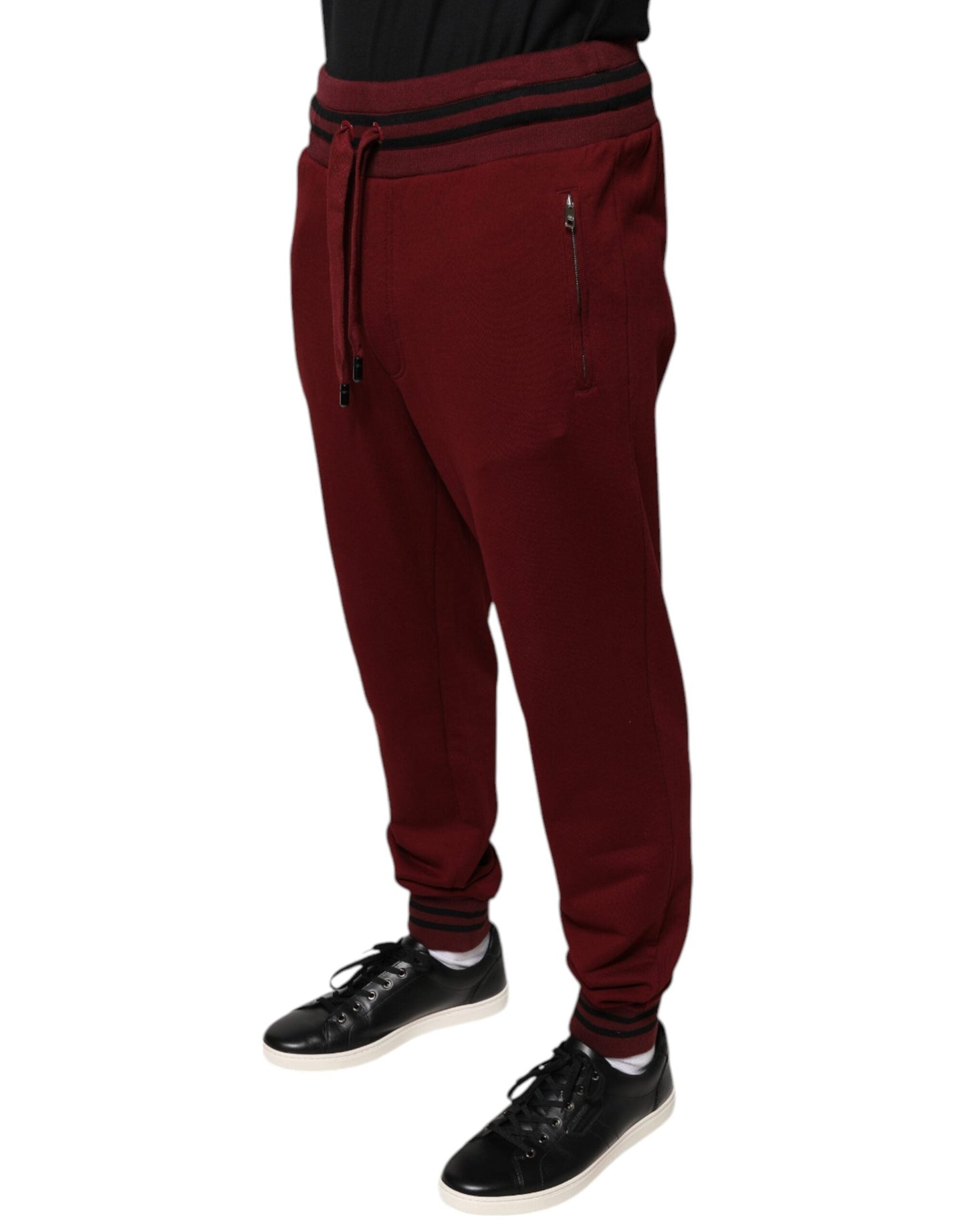 Dolce & Gabbana Dark Red Cotton Men Jogger SweatMen's Men's Pants (Pre-Owned)