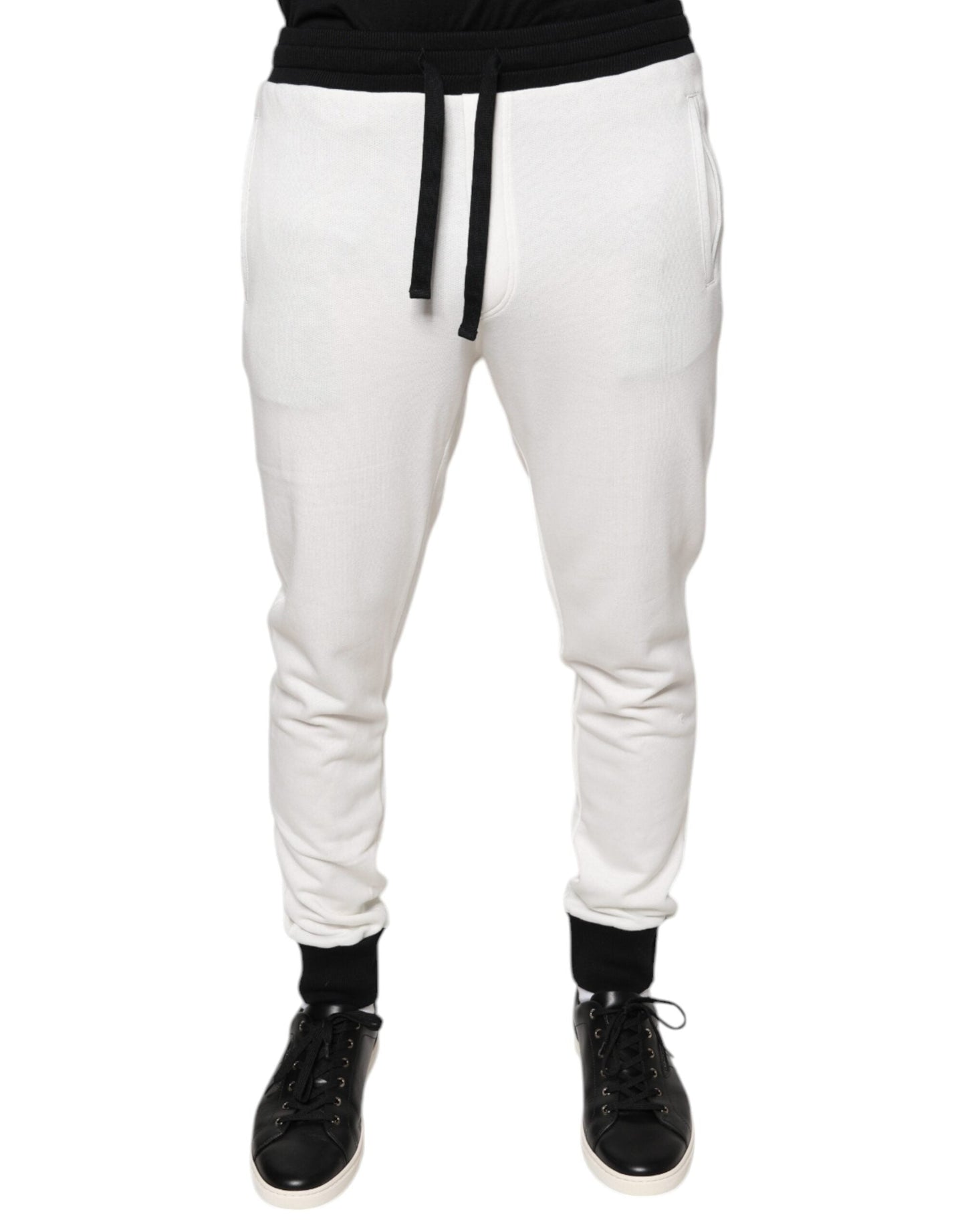 Dolce & Gabbana White Cotton Slim Men Jogger SweatMen's Men's Pants