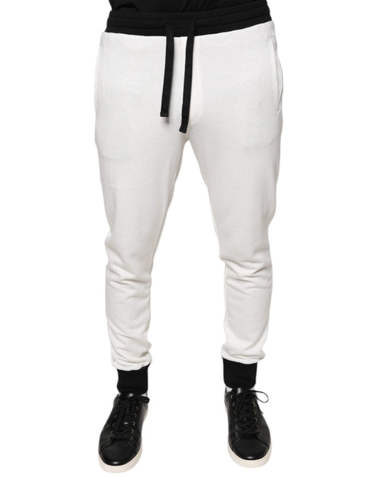 Dolce & Gabbana White Cotton Slim Men Jogger SweatMen's Men's Pants