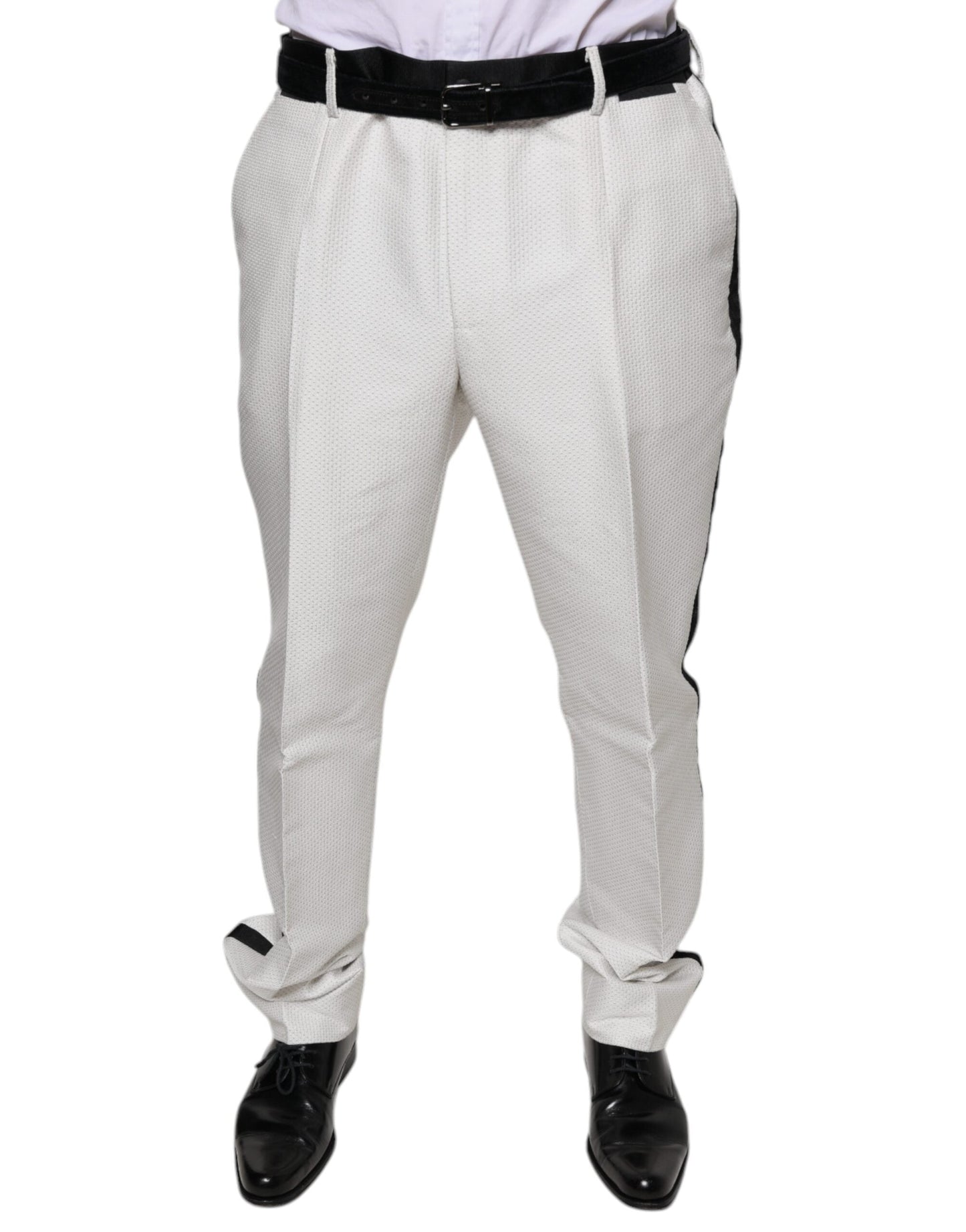 Dolce & Gabbana White Polyester Formal Dress Men's Pants